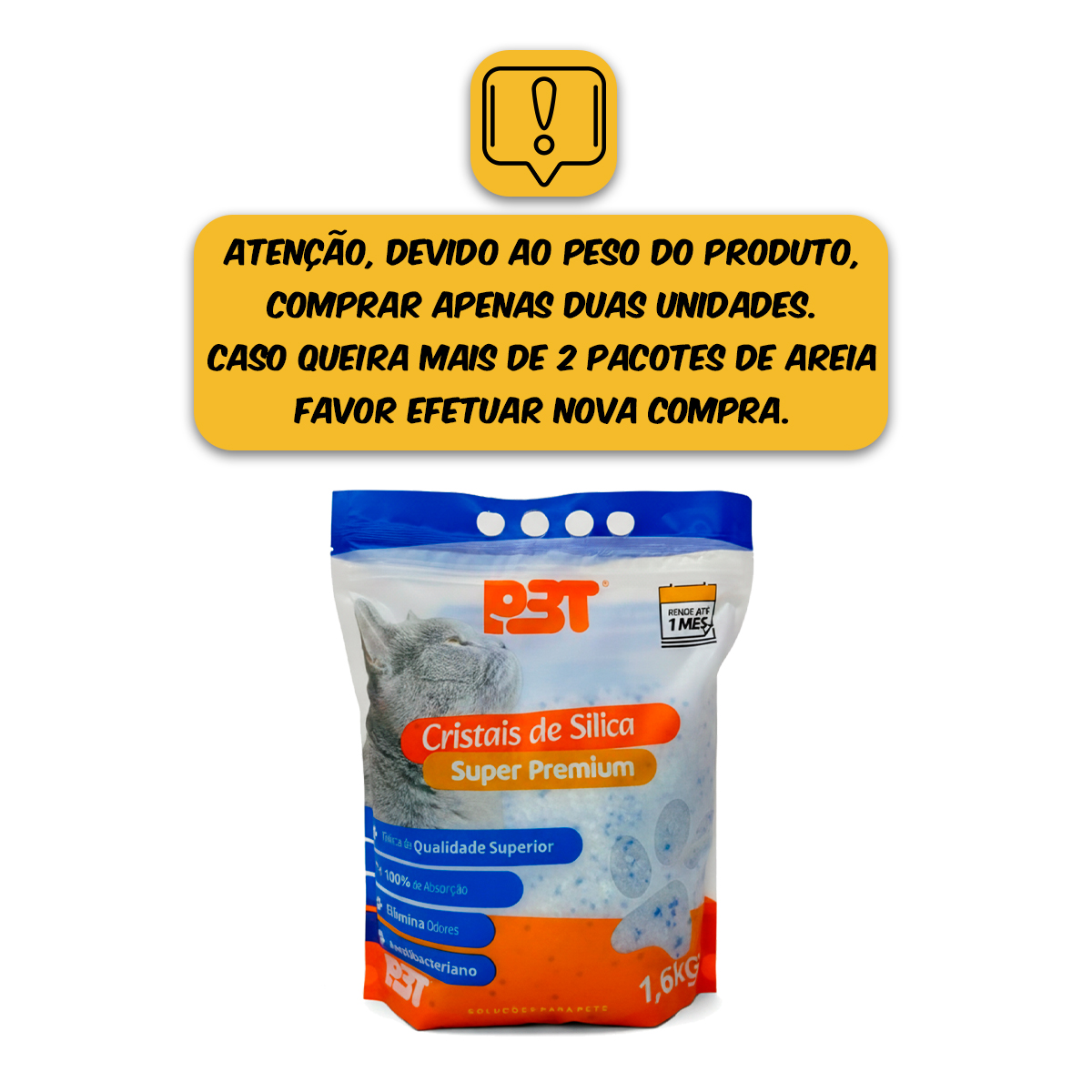 Areia Sanitária de Gato Cristais Sílica GROSSA 1,6kg P3T — foto 7