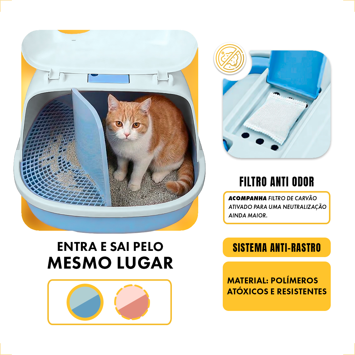 Banheiro Sanitário Túnel Caixa de Areia Fechada  - AZUL — foto 5