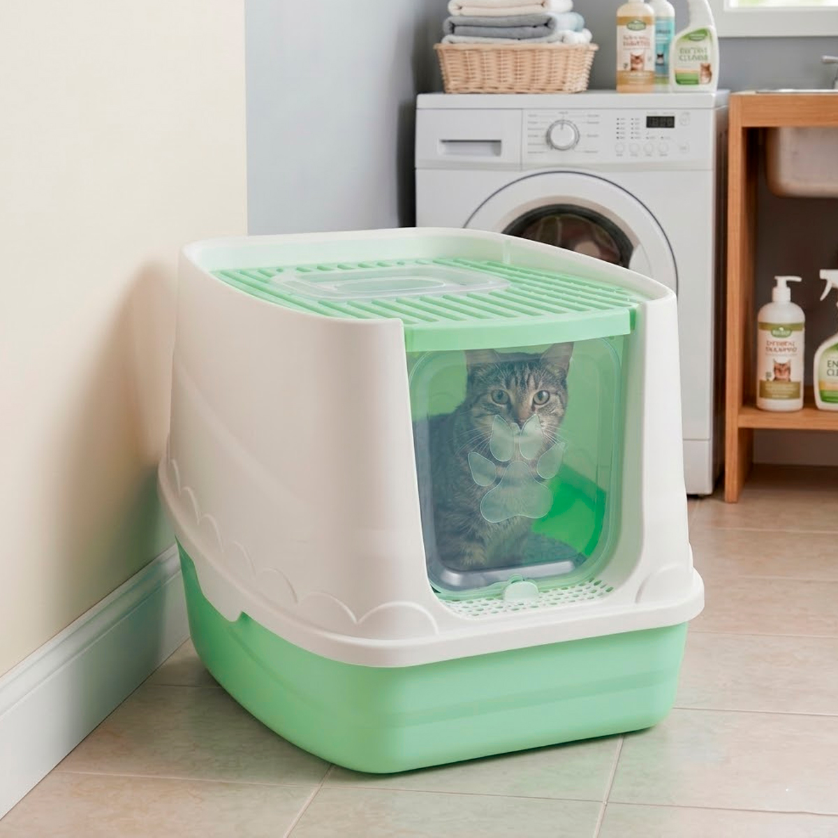 Banheiro Fechado Patinha Para Gatos - Verde — foto 6