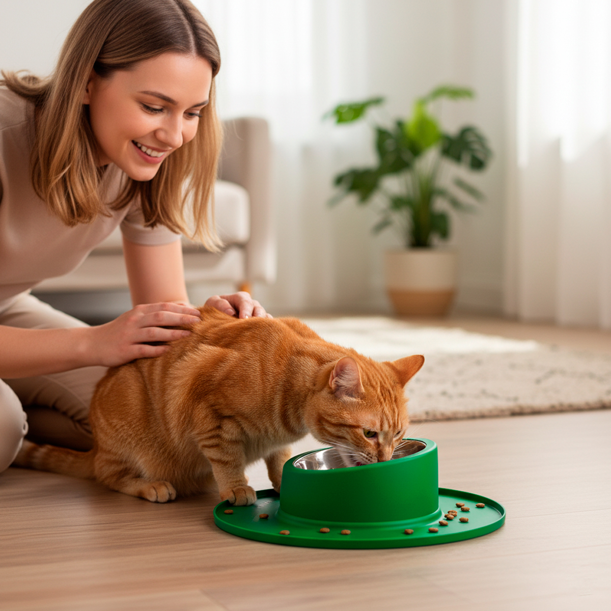 Comedouro bebedouro silicone inox antiderrapante - Verde — foto 8
