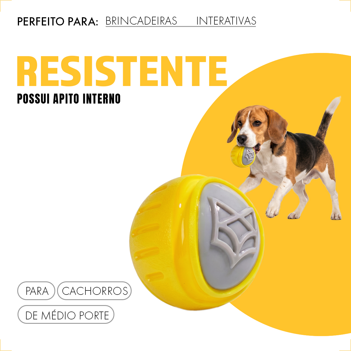 Bola Bolinha apito treinamento interativo reforçada Pet M 7,5cm FOFOS — foto 7