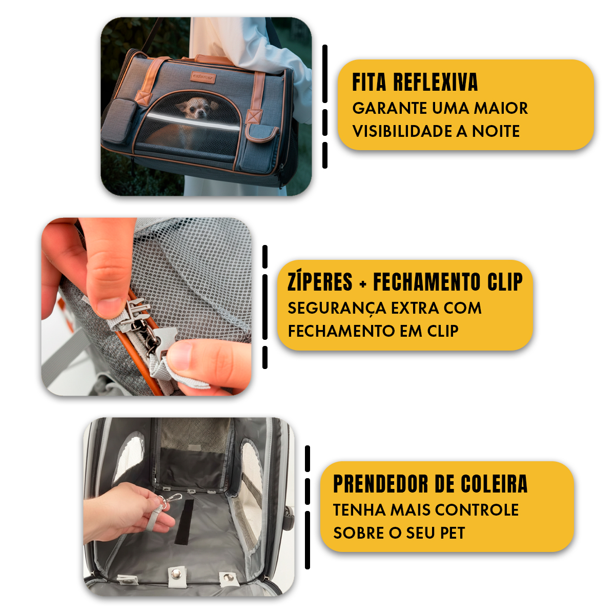 Bolsa Transporte Luxo Pet Viagem Passeio Aéreo Cães Gatos 8kg - Cinza Claro — foto 3