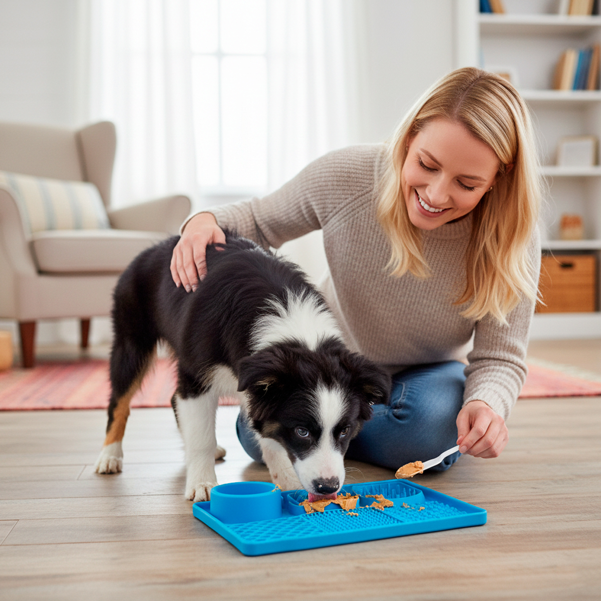 Tapete De Alimentação Lenta Cães E Gatos Com Ventosa Animaux - Azul-escuro — foto 8