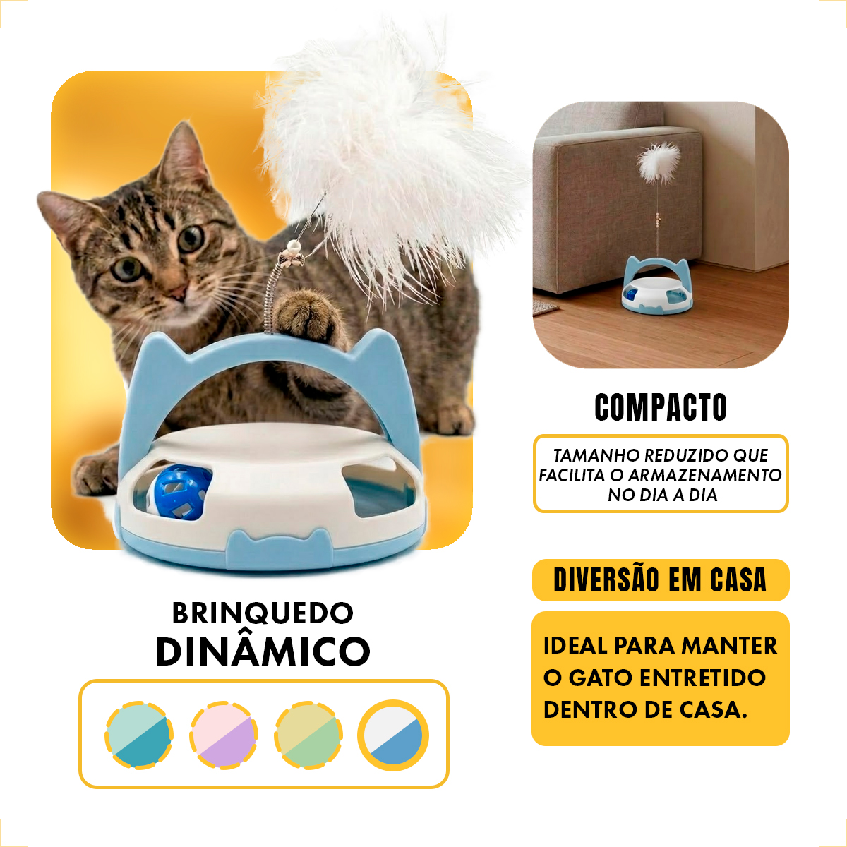 Brinquedo Interativo para Gatos com Guizo e Bolinha - Branco — foto 5