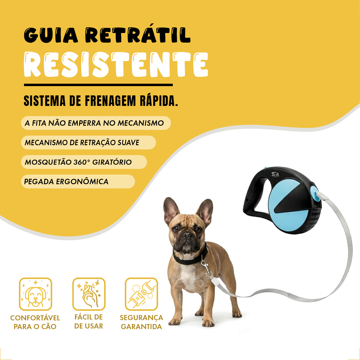 Guia Retrátil Premium 4,5m Redonda #1 - Azul — foto 4