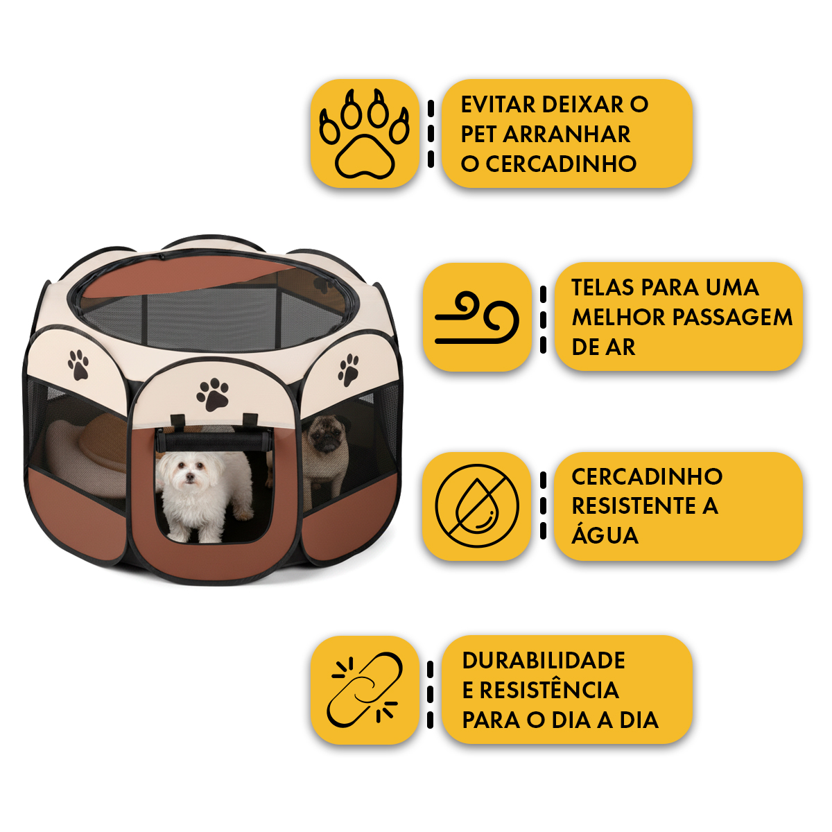 Cercadinho Pet Portátil Dobrável G 114cm - Marrom — foto 5