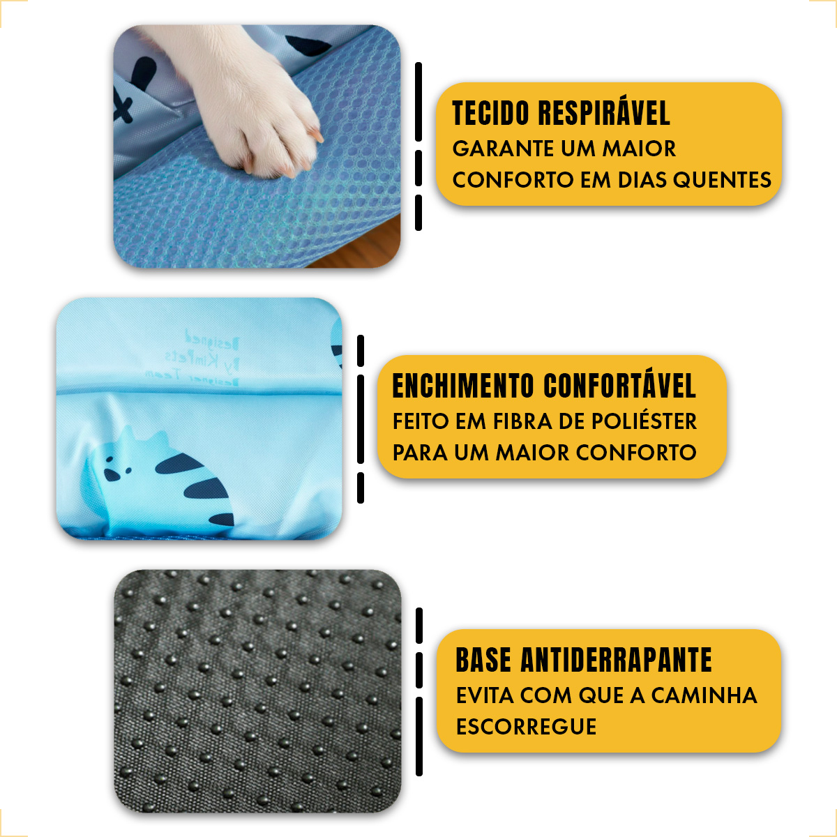 Colchonete refrescante Cães Gatos G  80x60 cm até 25 kg - Azul — foto 4