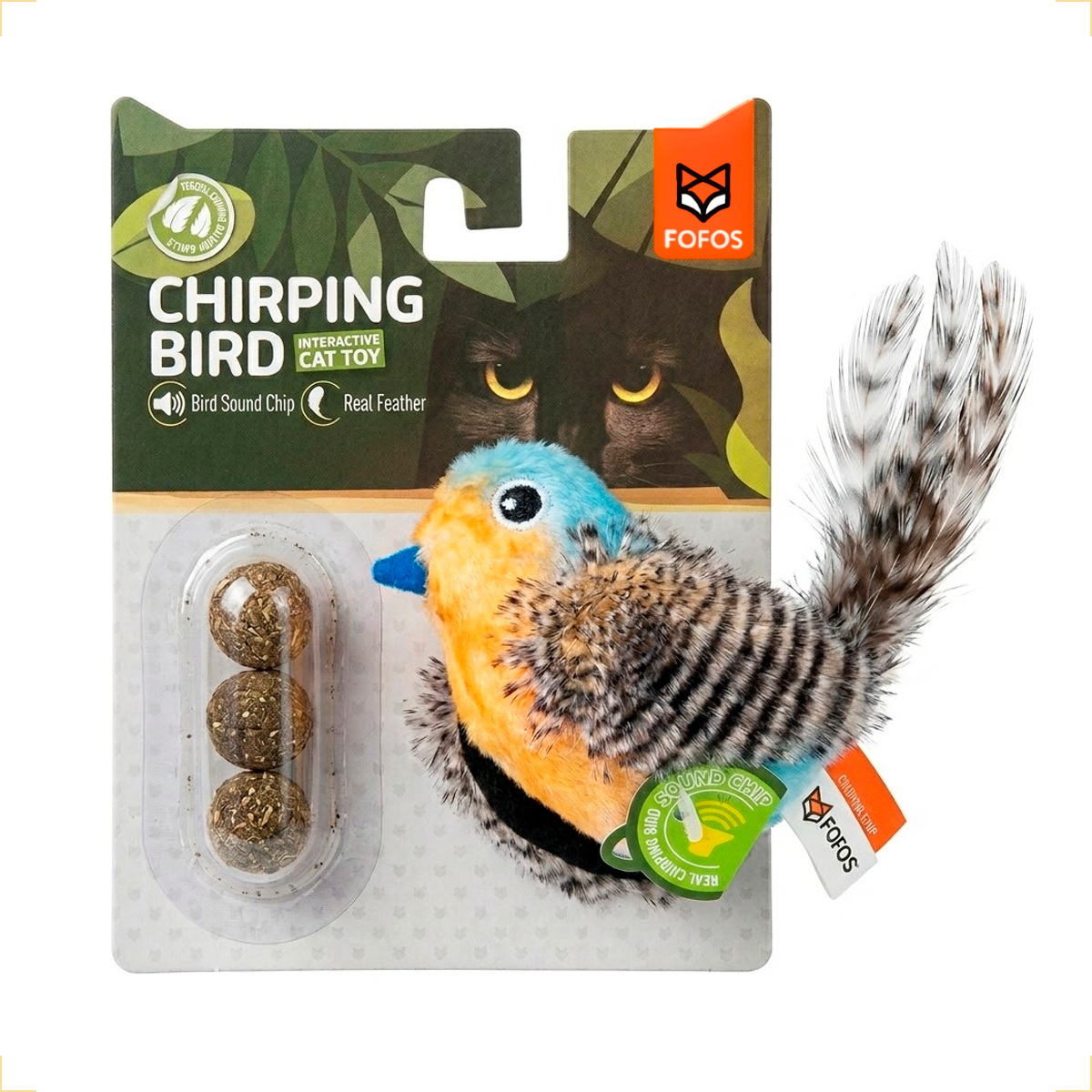 Brinquedo Interativo Som Bolinhas Catnip Aves/Passáros Gatos FOFOS - Pássaro Azul