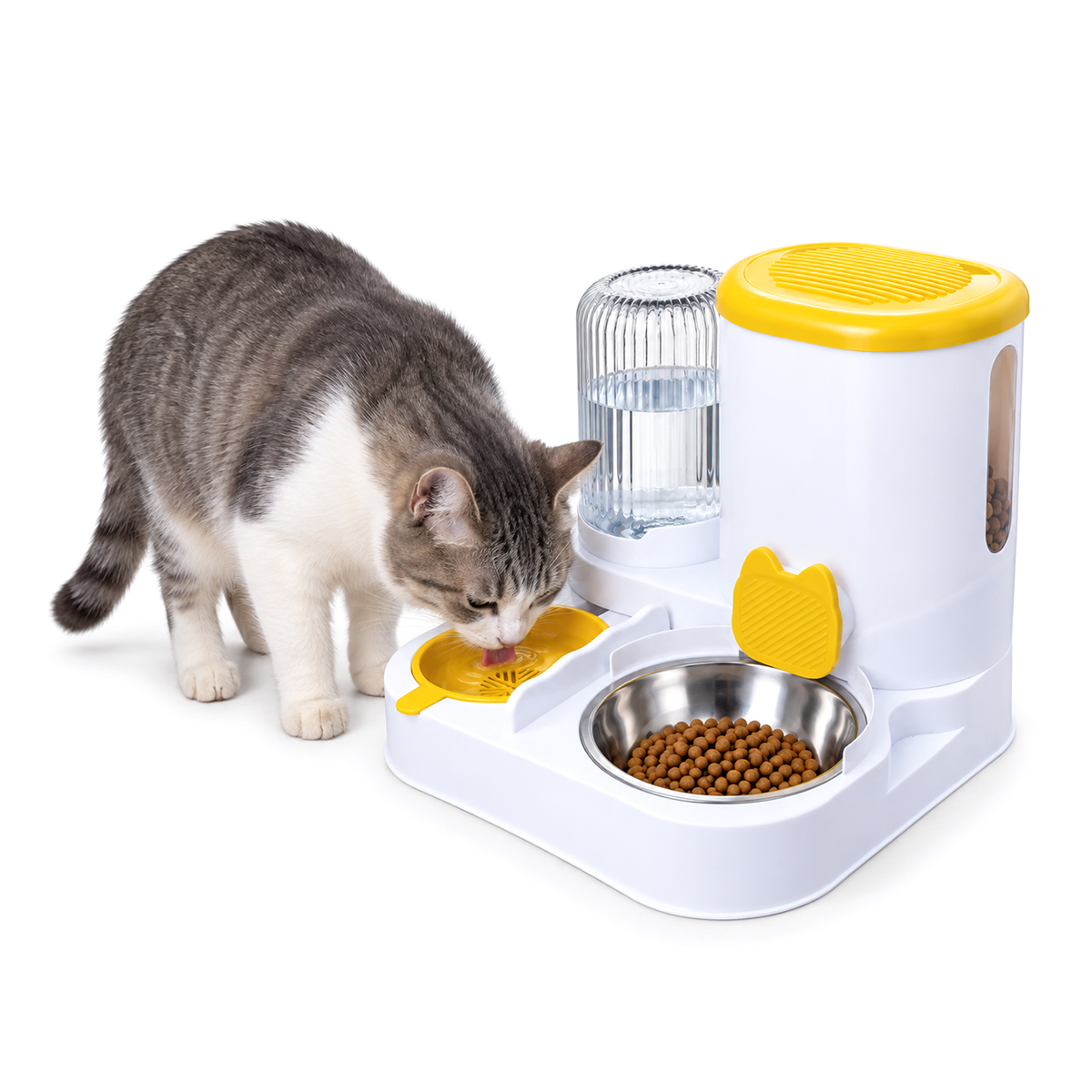 Comedouro e Bebedouro Duplo Automático 800 ML - Amarelo