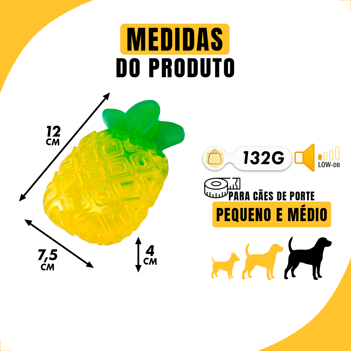 Brinquedo Mordedor Frutas Pet Cães Porte Médio TPR FOFOS - Abacaxi — foto 4
