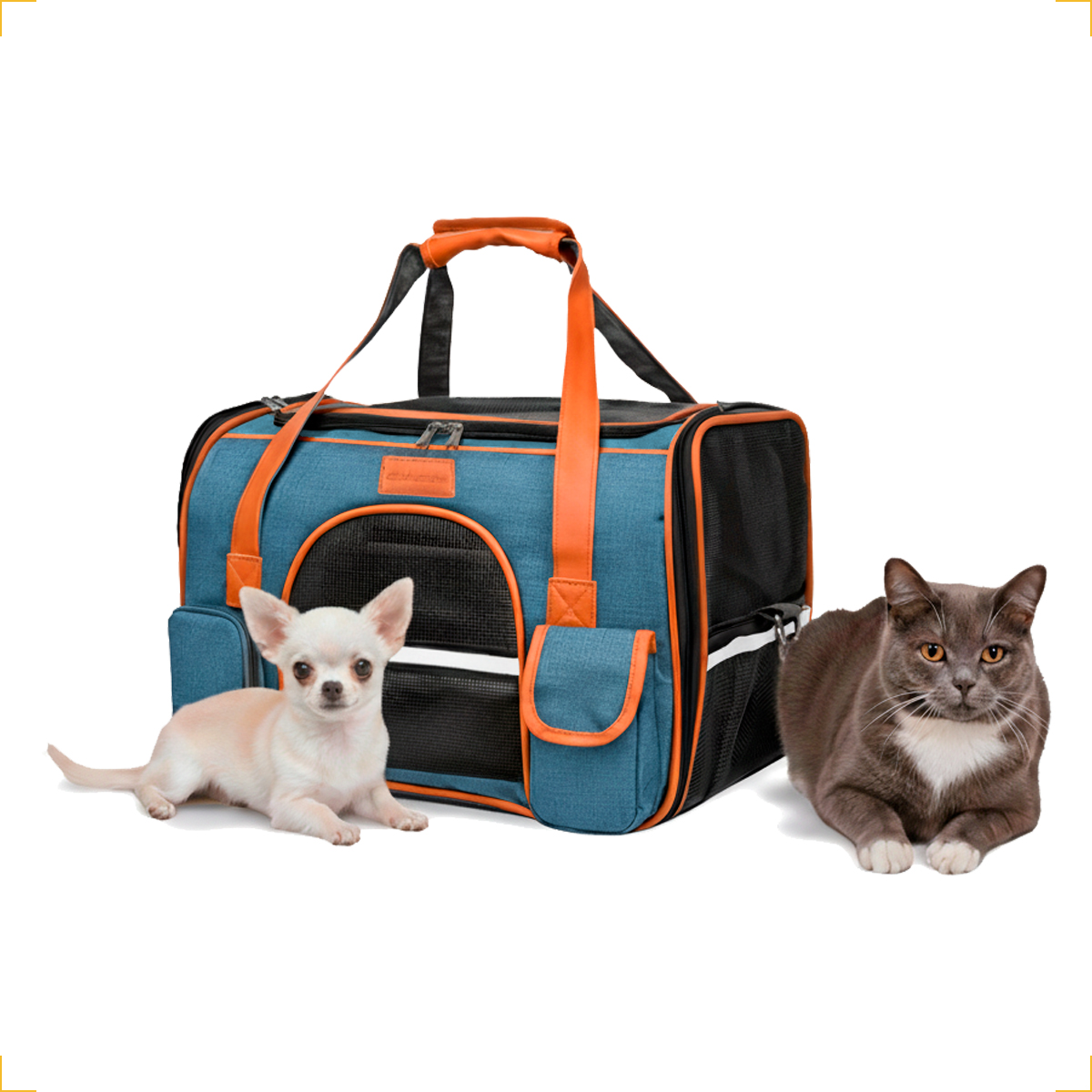 Bolsa Transporte Luxo Pet Viagem Passeio Aéreo Cães Gatos 8kg - Azul — foto 8