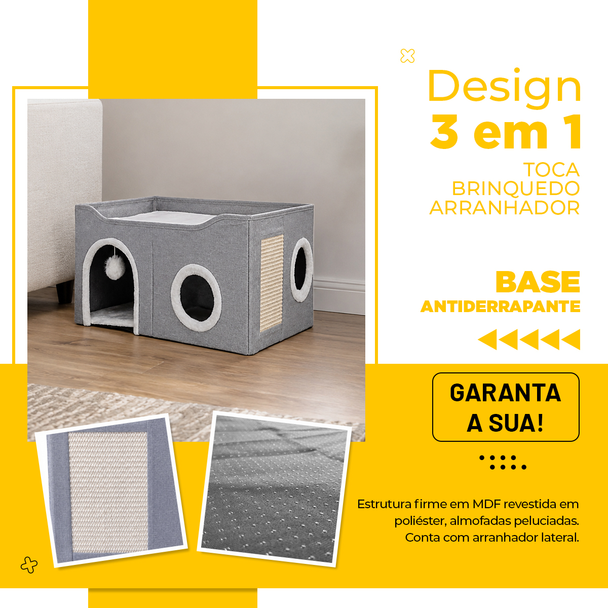 Casa Arranhador Esconderijo De Gato 60cm — foto 4