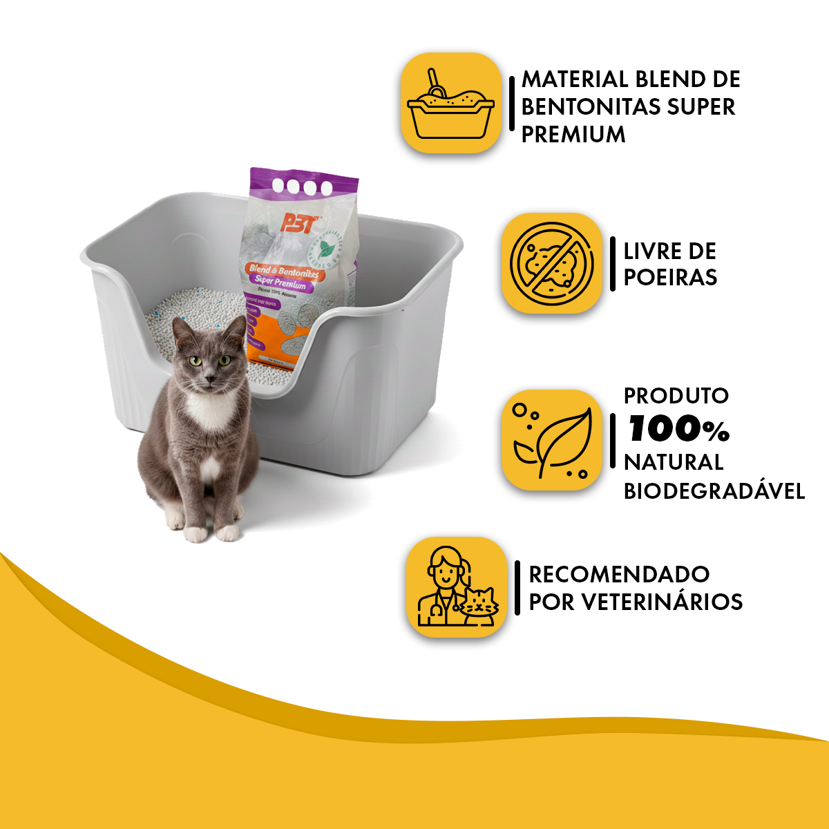 Bentonita Areia Sanitária Gatos 4kg Biodegradável P3T  - Lavanda — foto 7