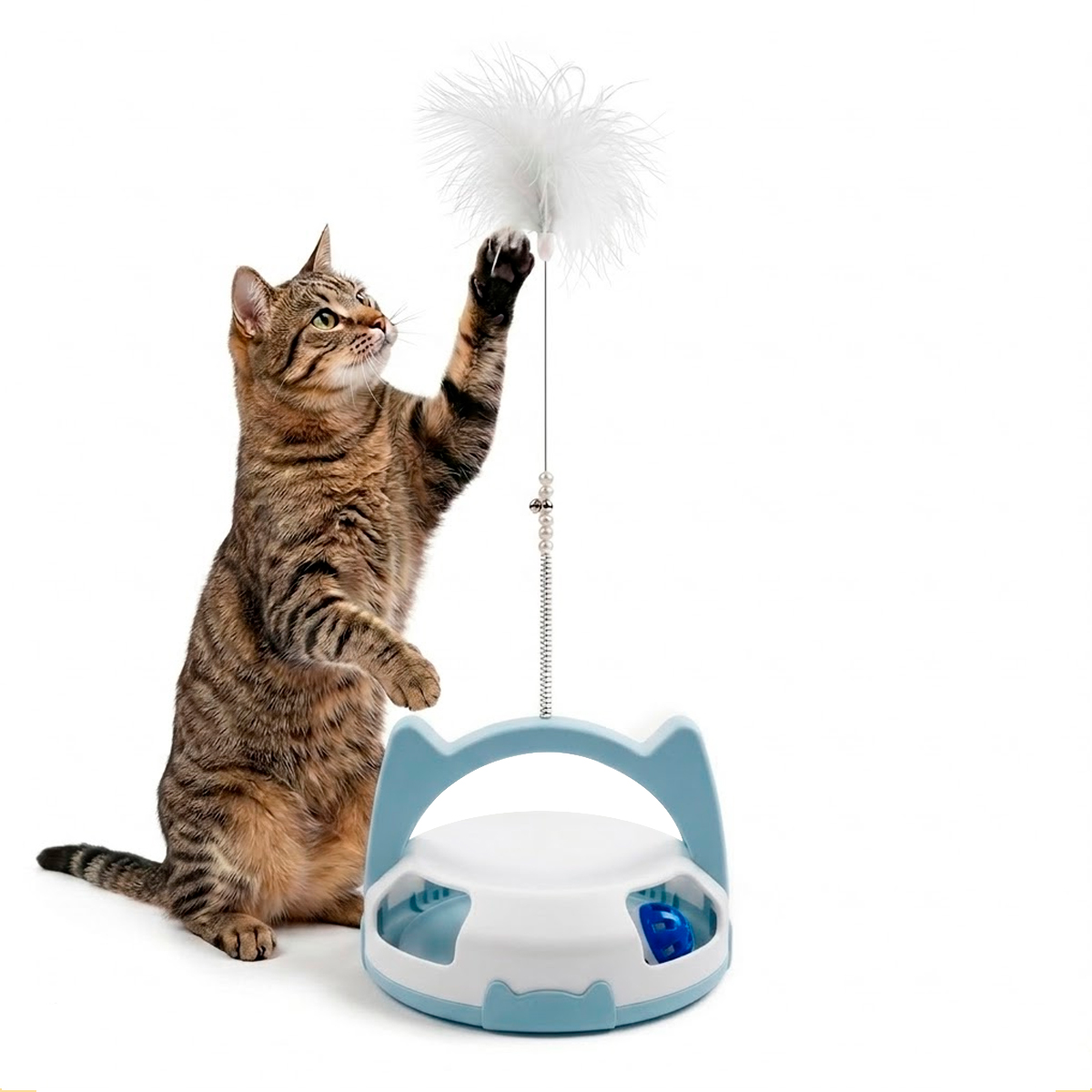Brinquedo Interativo para Gatos com Guizo e Bolinha - Branco — foto 3