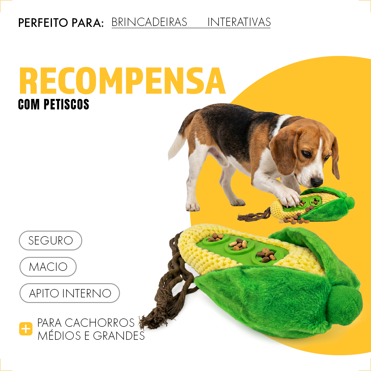 Brinquedo Pelúcia Pet Porta Petiscos Vegetais AFP - MILHO — foto 3