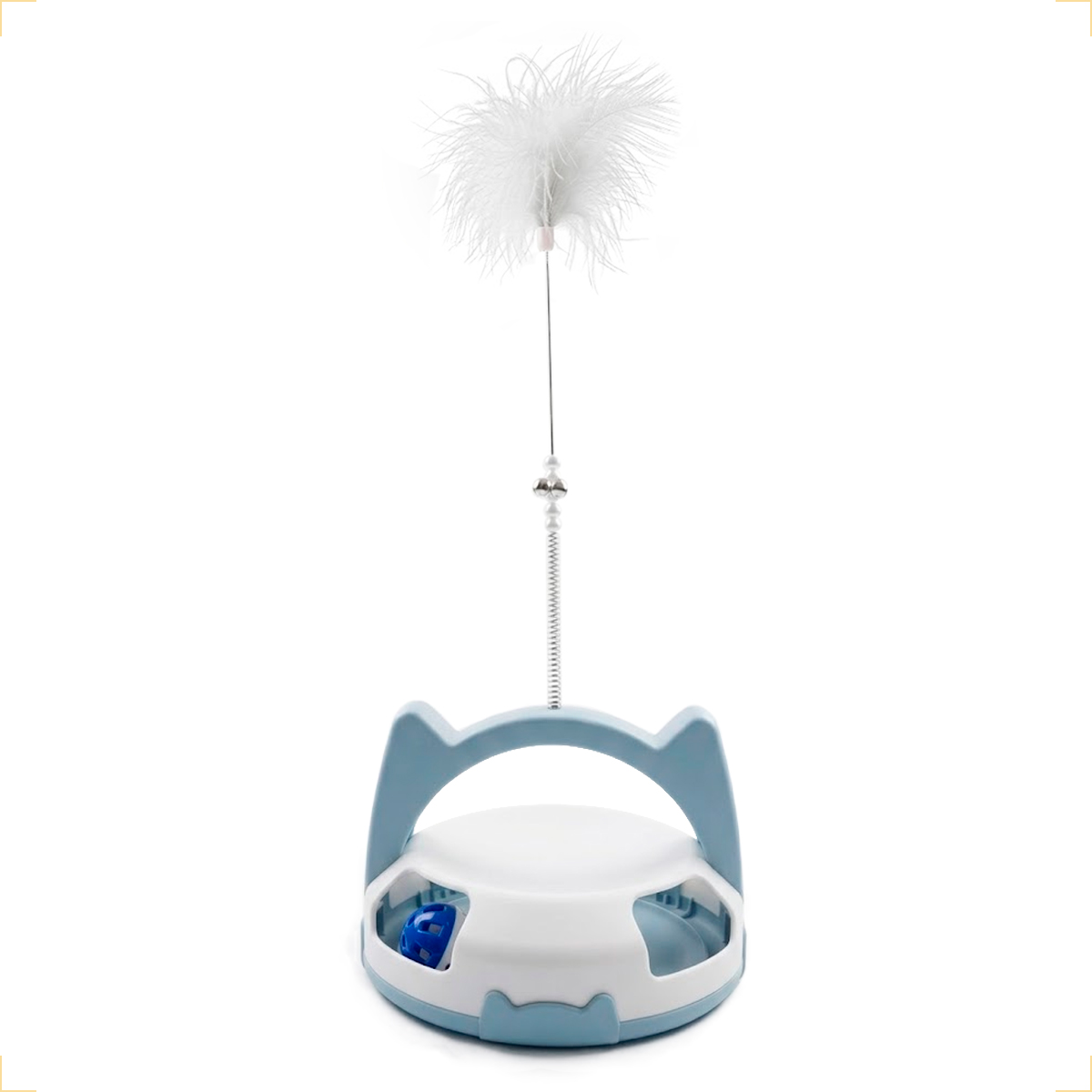 Brinquedo Interativo para Gatos com Guizo e Bolinha - Branco