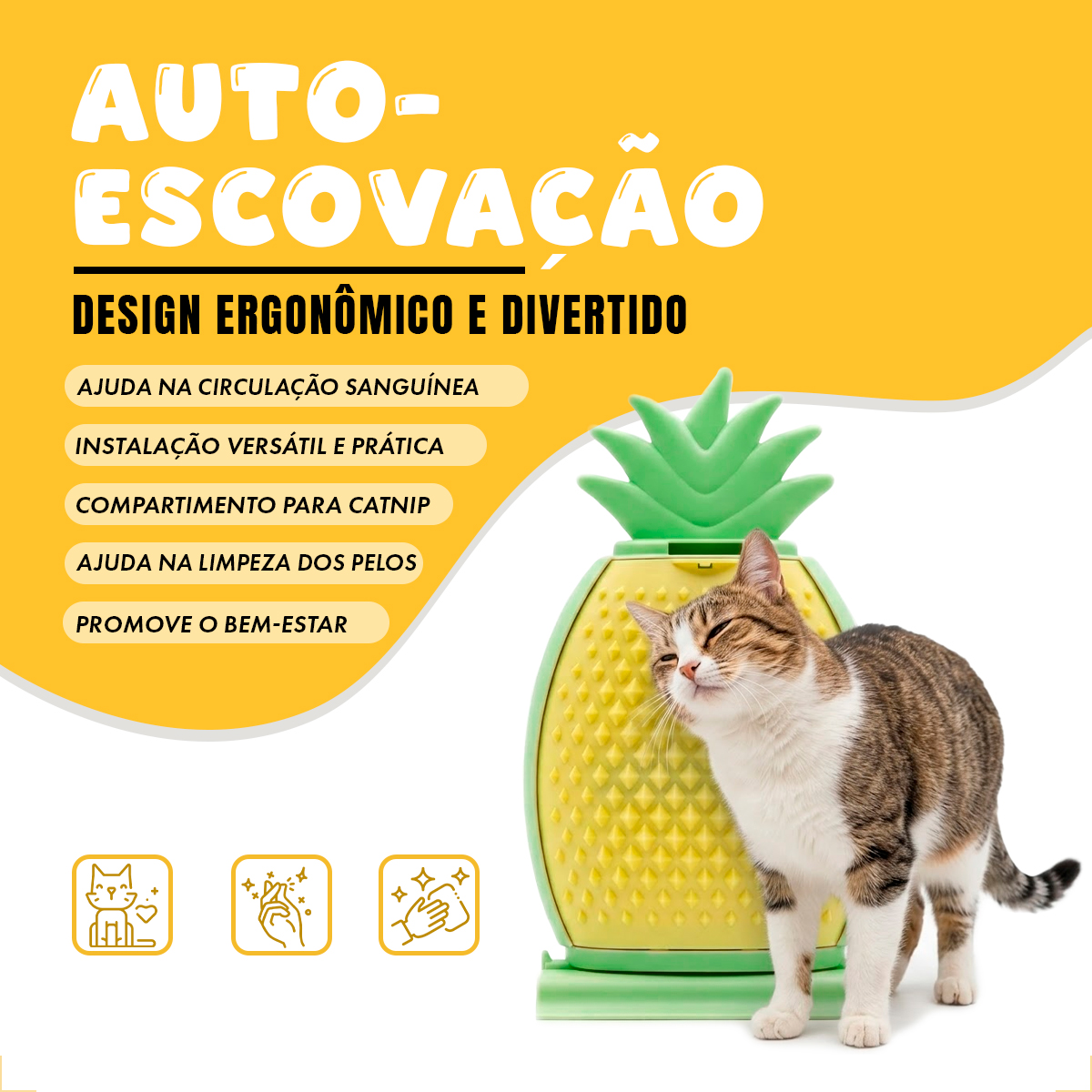 Brinquedo Massageador coçadinha Abacaxi Gatos FOFOS — foto 3