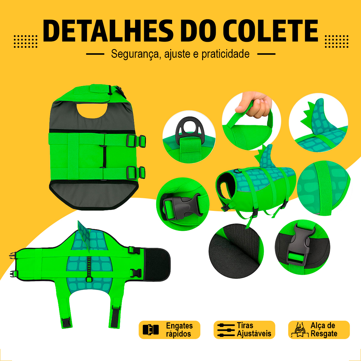 COLETE SALVA VIDAS  (PP) CACHORRO - Dinossauro — foto 6