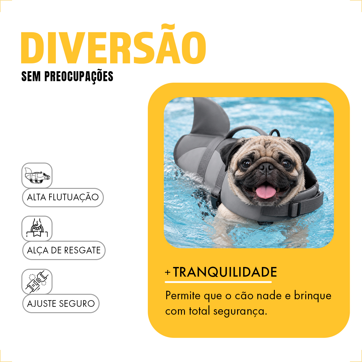 Colete Pet Salva Vidas Extra GG - XGG Cachorro  - TUBARÃO — foto 4