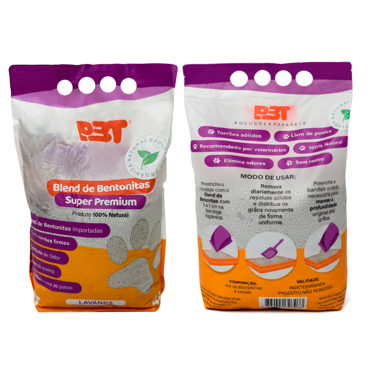 Bentonita Areia Sanitária Gatos 4kg Biodegradável P3T  - Lavanda — foto 2