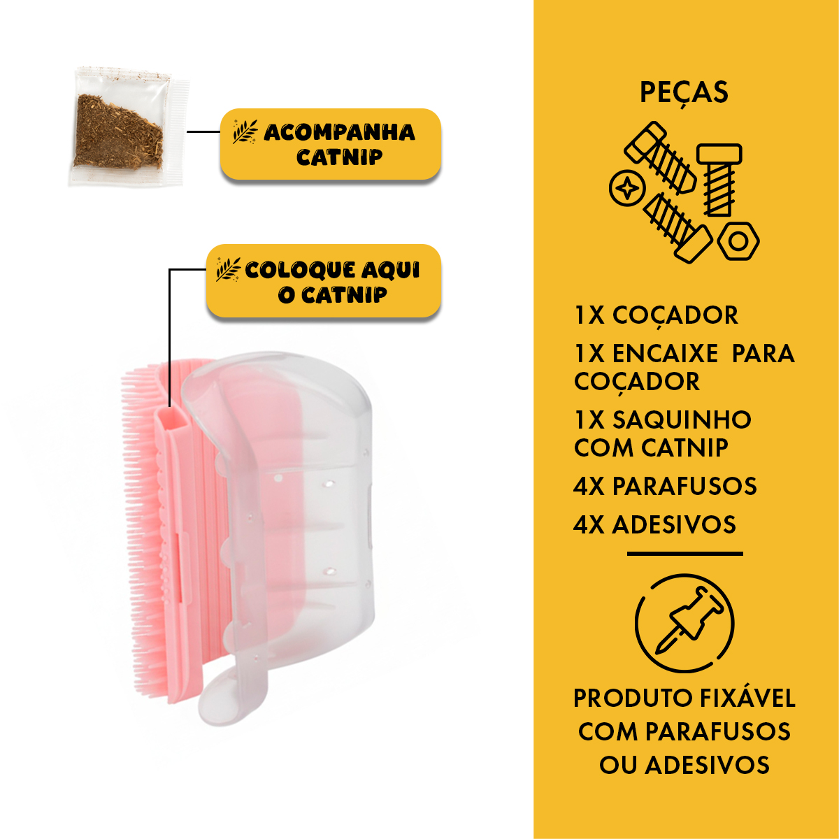 Escova Coçadinha Masssageador Para Gatos - Rosa — foto 6