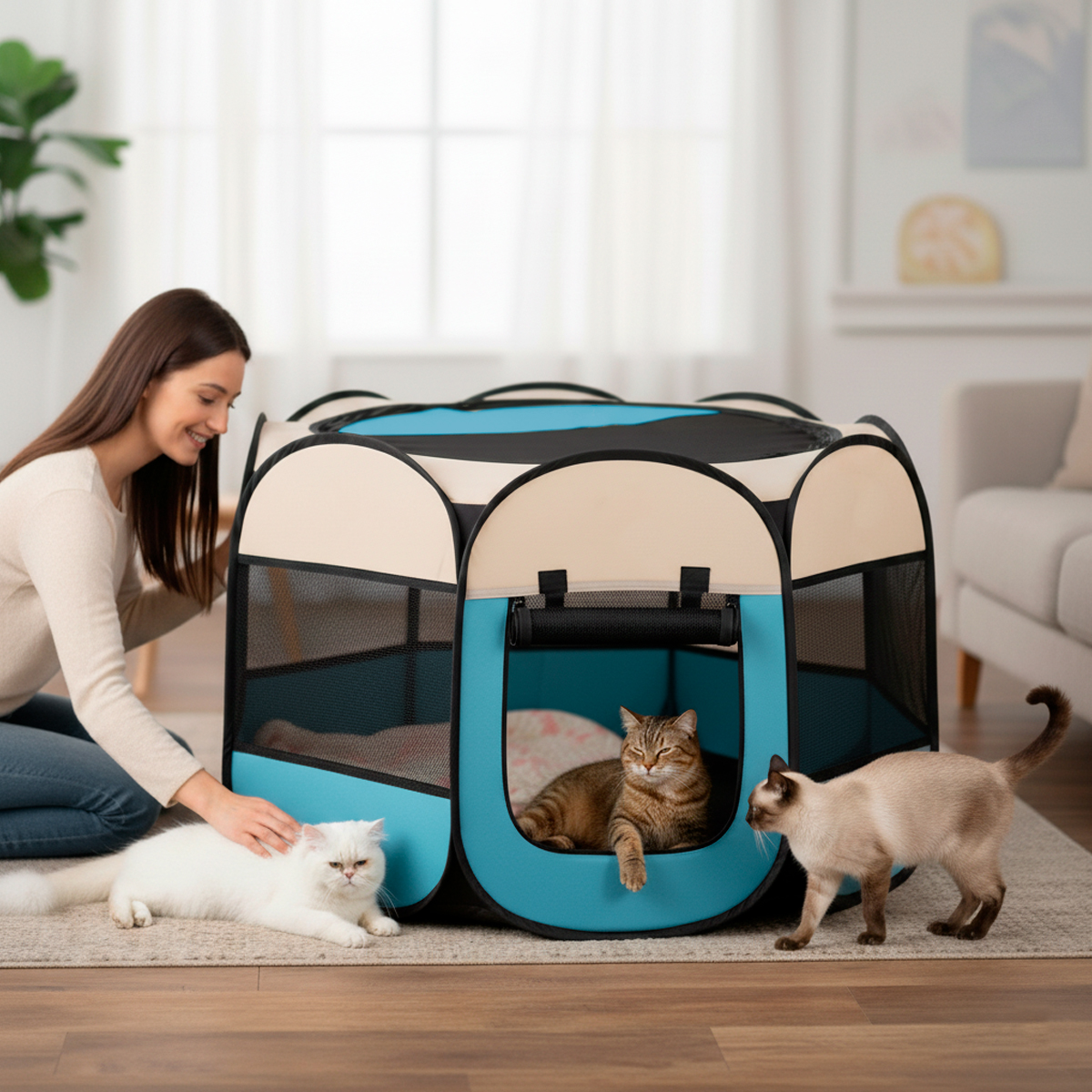 Cercadinho Pet Portátil Dobrável G 114cm - Azul — foto 8