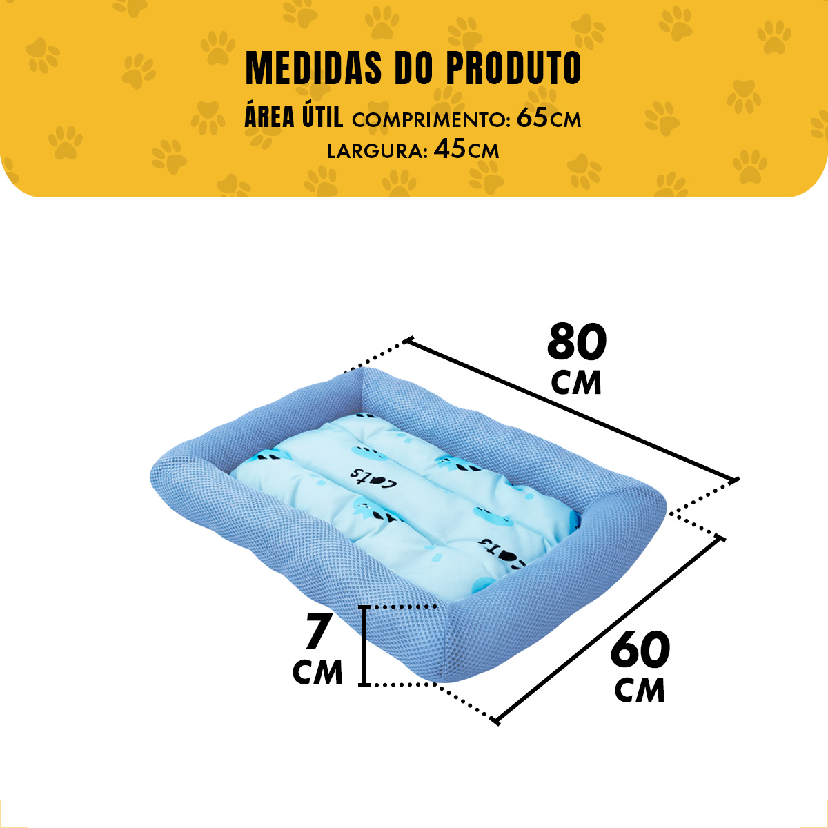 Colchonete refrescante Cães Gatos G  80x60 cm até 25 kg - Azul — foto 3