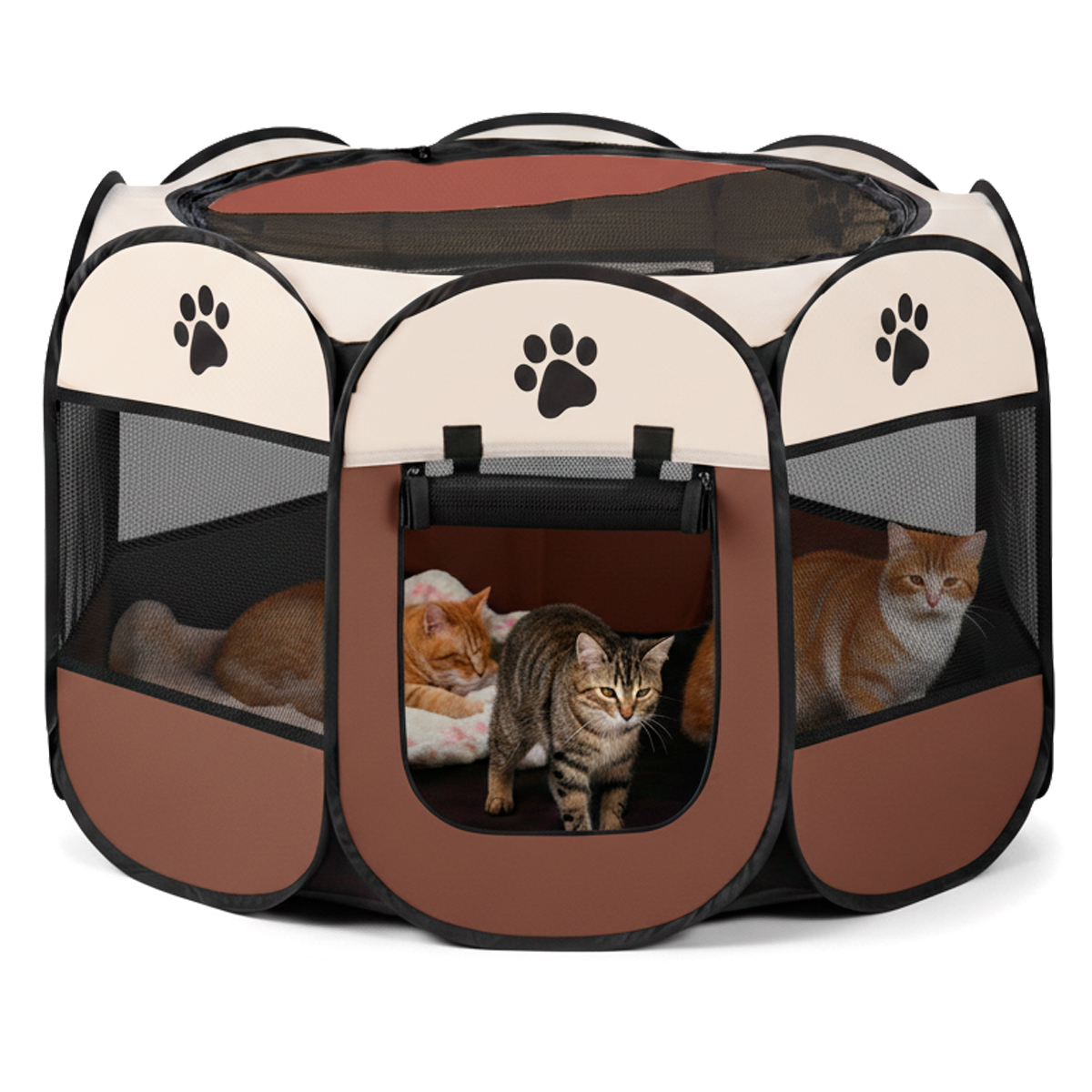 Cercadinho Pet Portátil Dobrável G 114cm - Marrom — foto 2