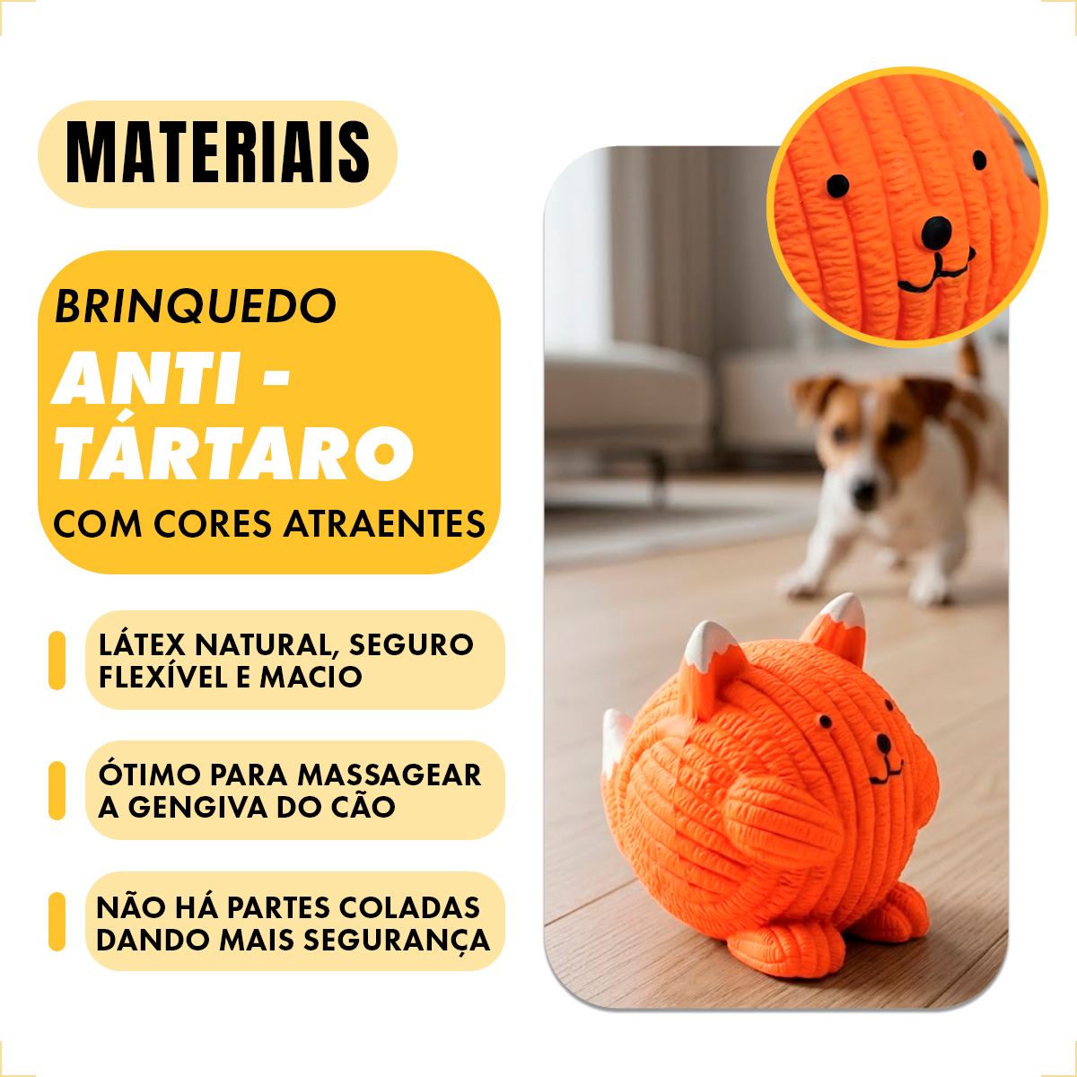 Brinquedo Látex Bola Animais Pet Cães FOFOS - Raposa — foto 6