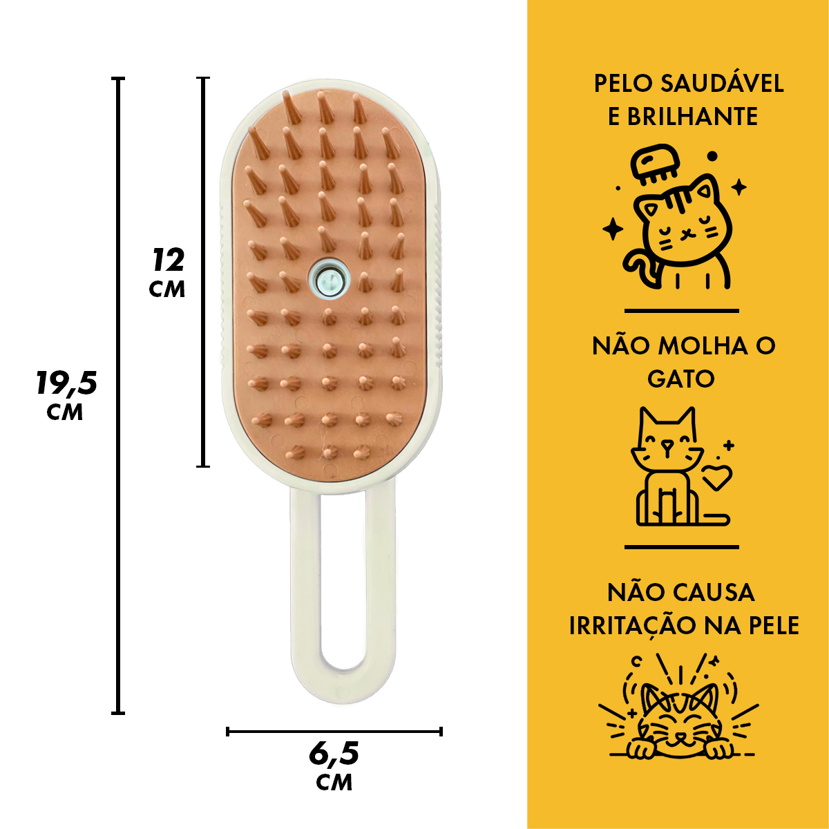 Escova Pet Vapor Recarregável Cão Gato Anti Pelos - Branco — foto 4