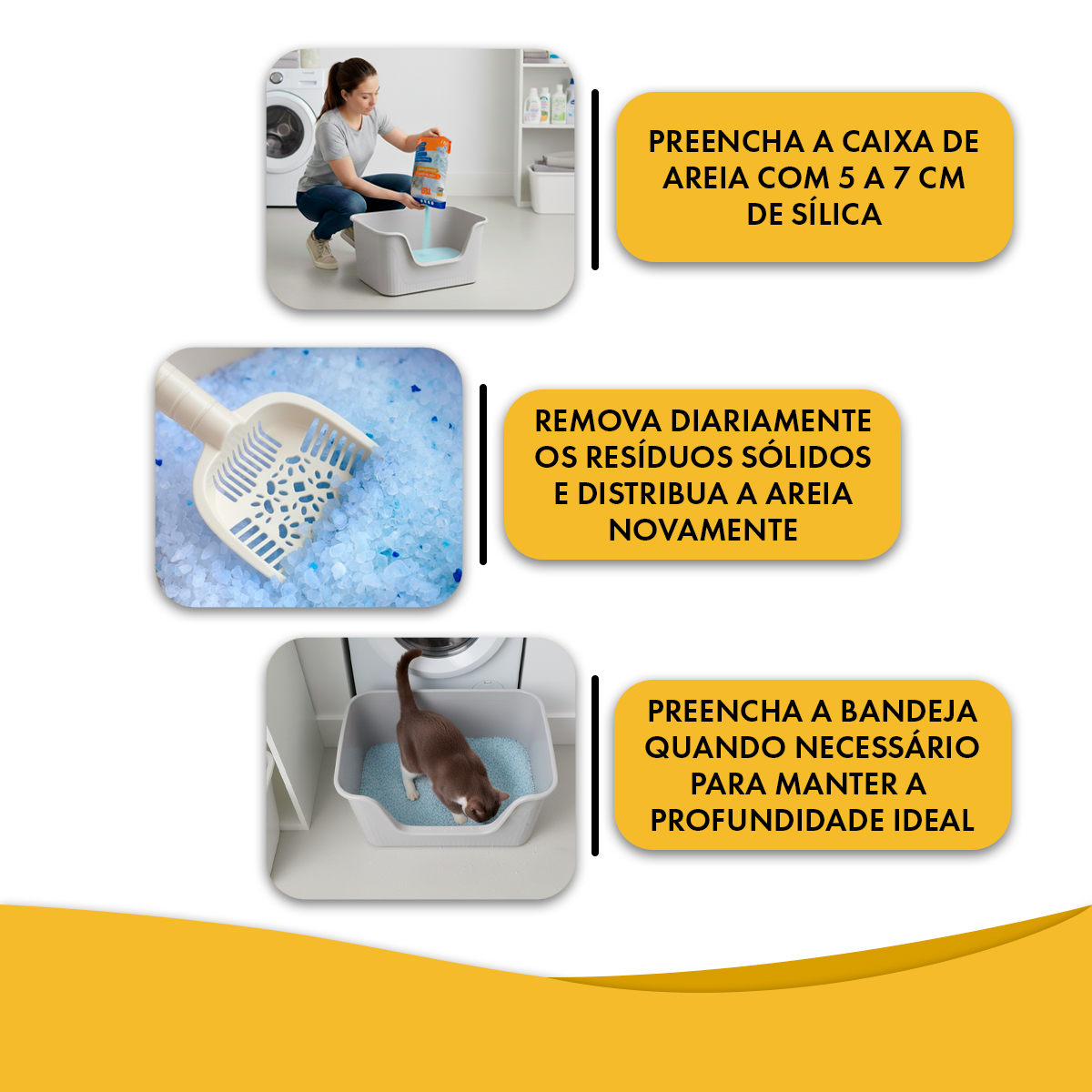 Areia Sanitária de Gato Cristais Sílica GROSSA 1,6kg P3T — foto 4