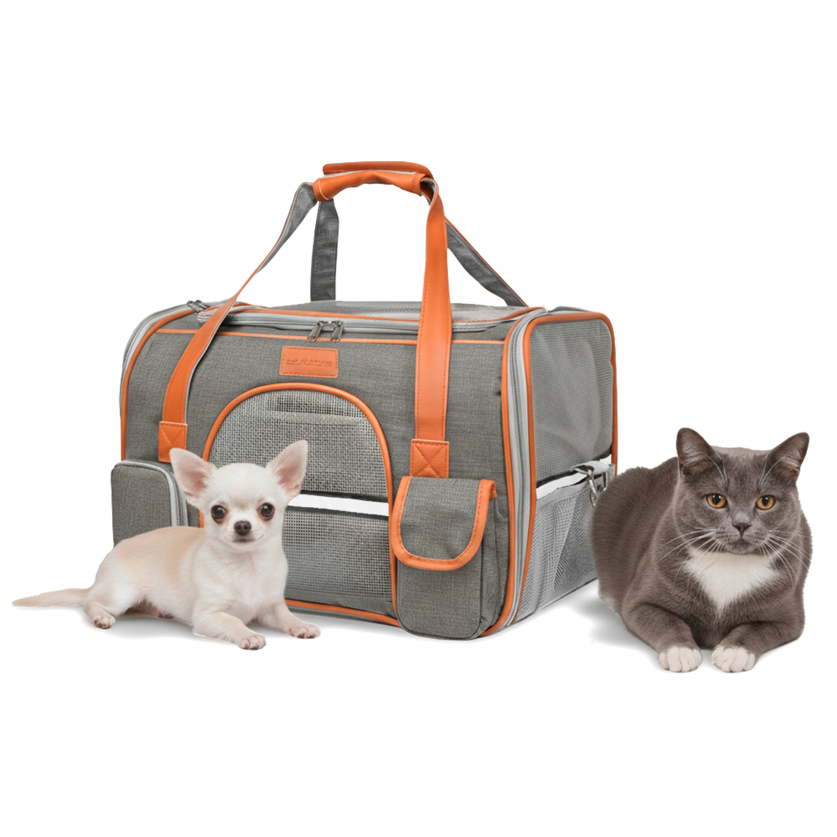 Bolsa Transporte Luxo Pet Viagem Passeio Aéreo Cães Gatos 8kg - Cinza Claro — foto 8