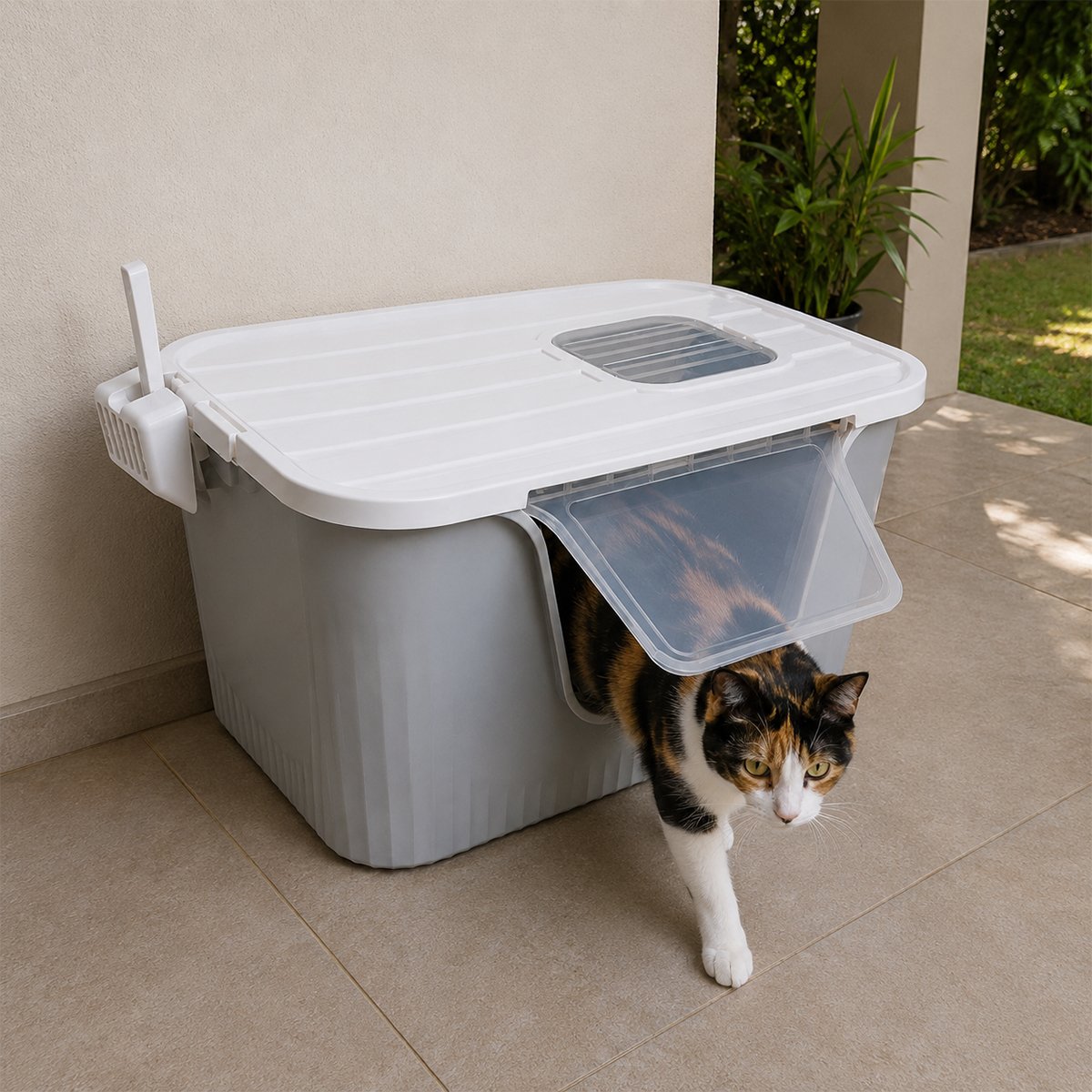 Caixa de Areia Fechada Banheiro de Gatos 80cm  ANIMAUX  - CINZA — foto 2