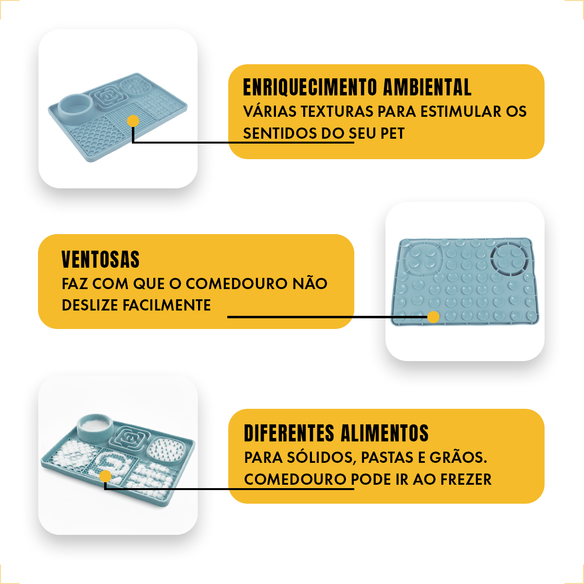 Tapete De Alimentação Lenta Cães E Gatos Com Ventosa Animaux - Azul-claro — foto 5