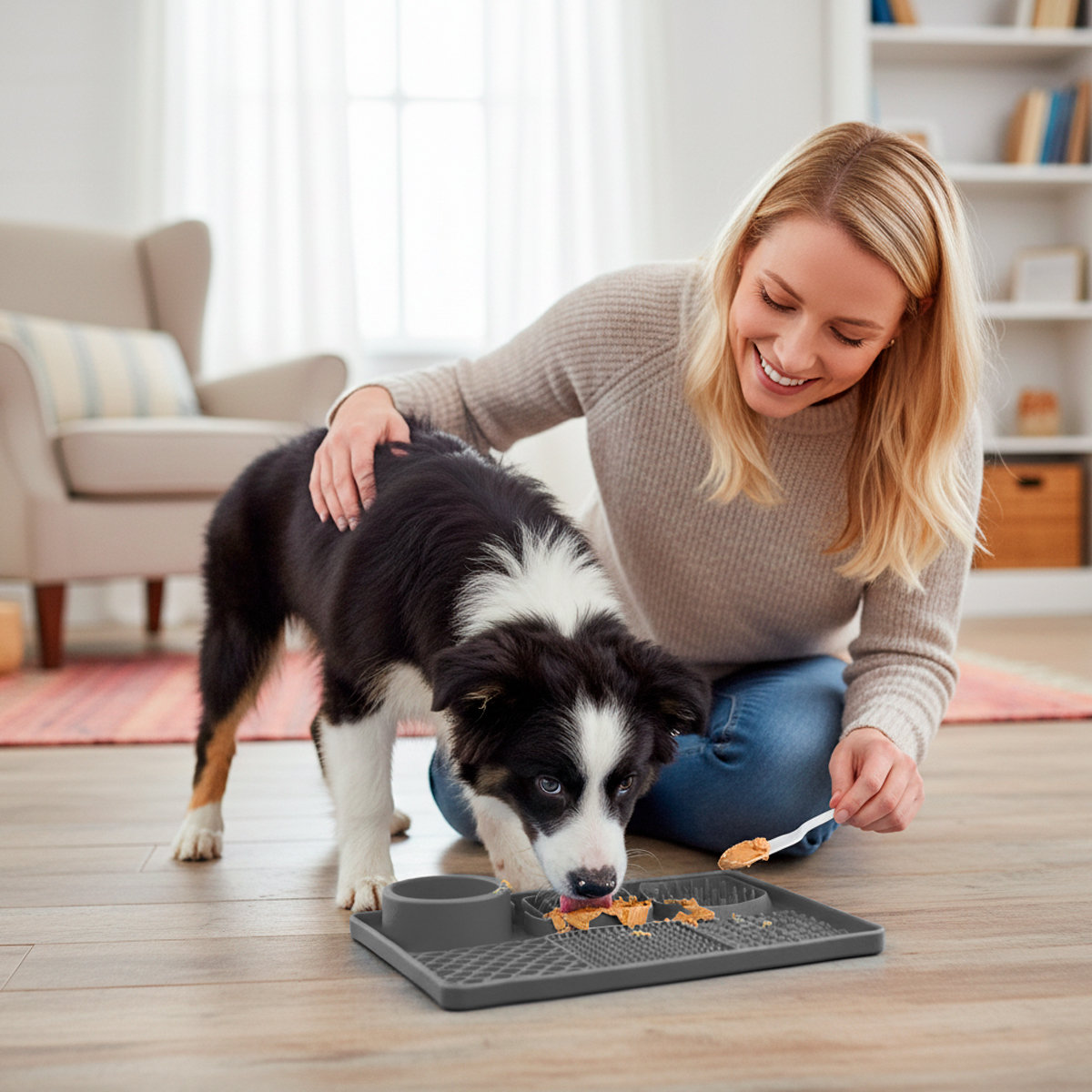 Tapete De Alimentação Lenta Cães E Gatos Com Ventosa Animaux - Cinza — foto 8