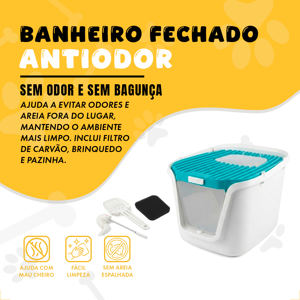 Banheiro Fechado Gatos Caixa G 40C X 48L - Azul — foto 3