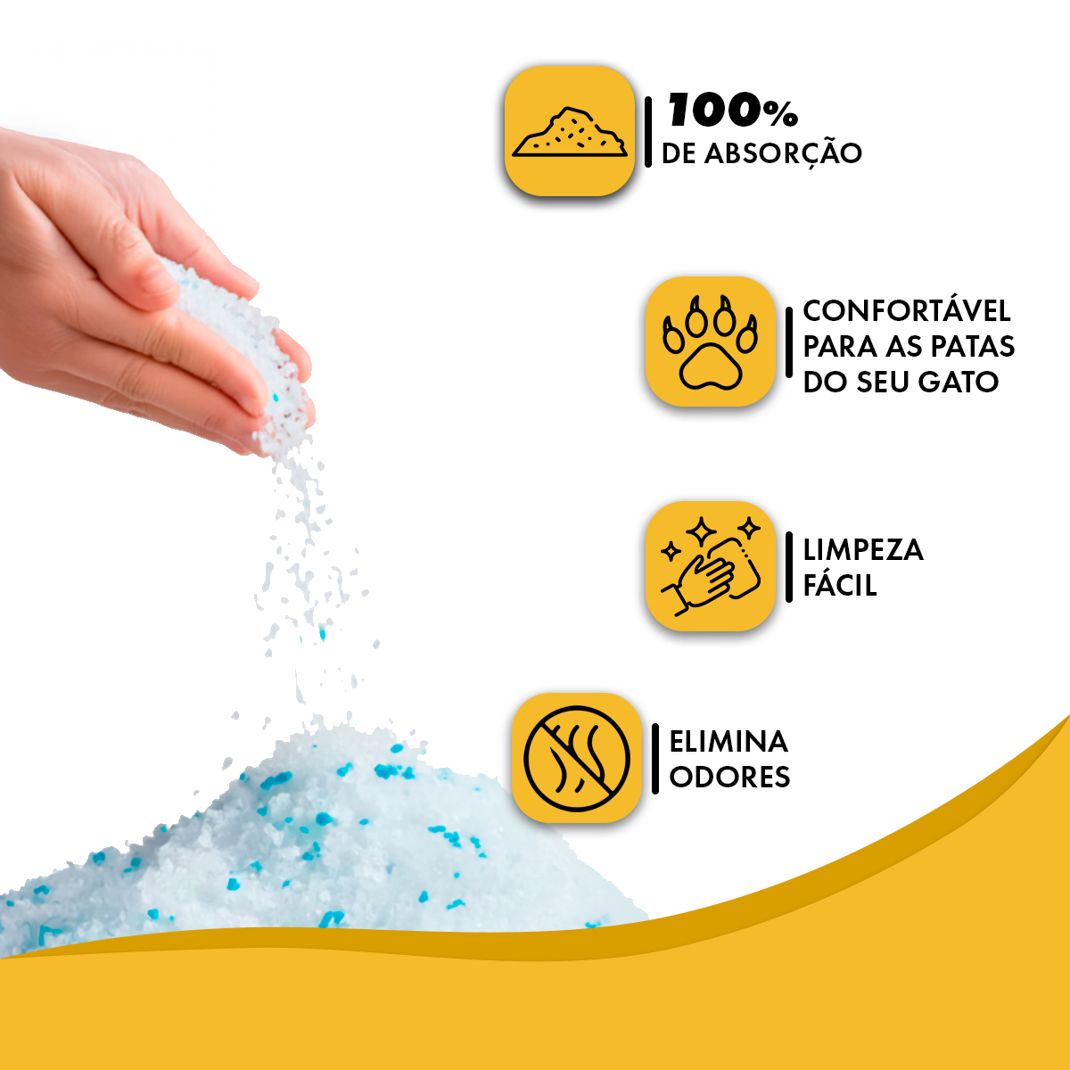 Areia Sanitária de Gato Cristais Sílica GROSSA 1,6kg P3T — foto 6