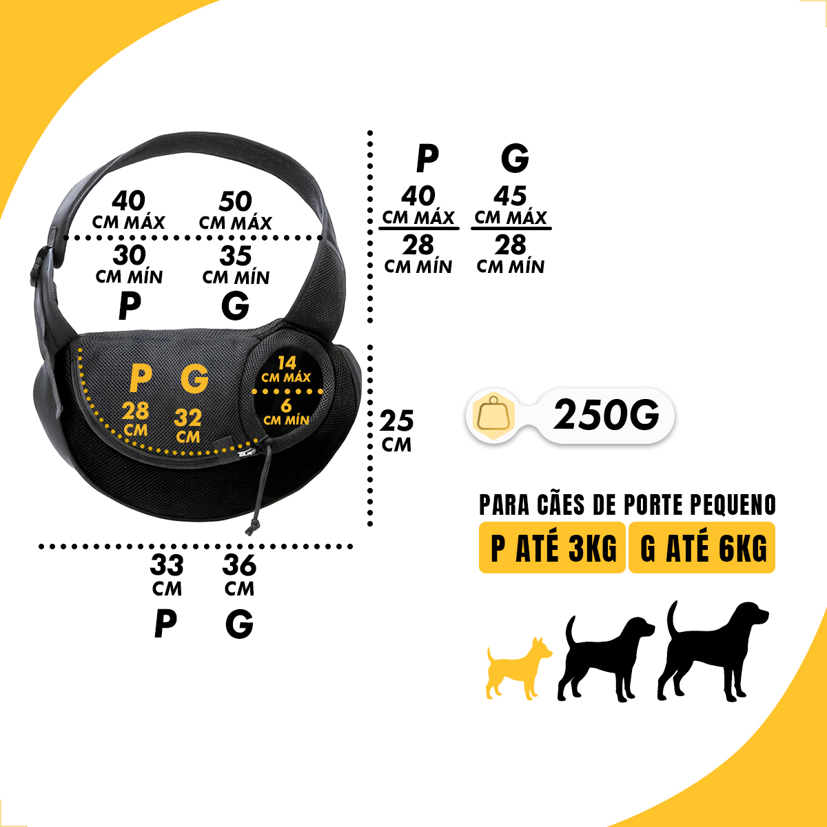 Bolsa Transporte Animais P Porte Cãe e Gato - Preto G — foto 2