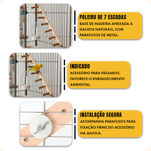 Brinquedo Poleiro Escadinha Para Calopsita E Pássaros — foto 3
