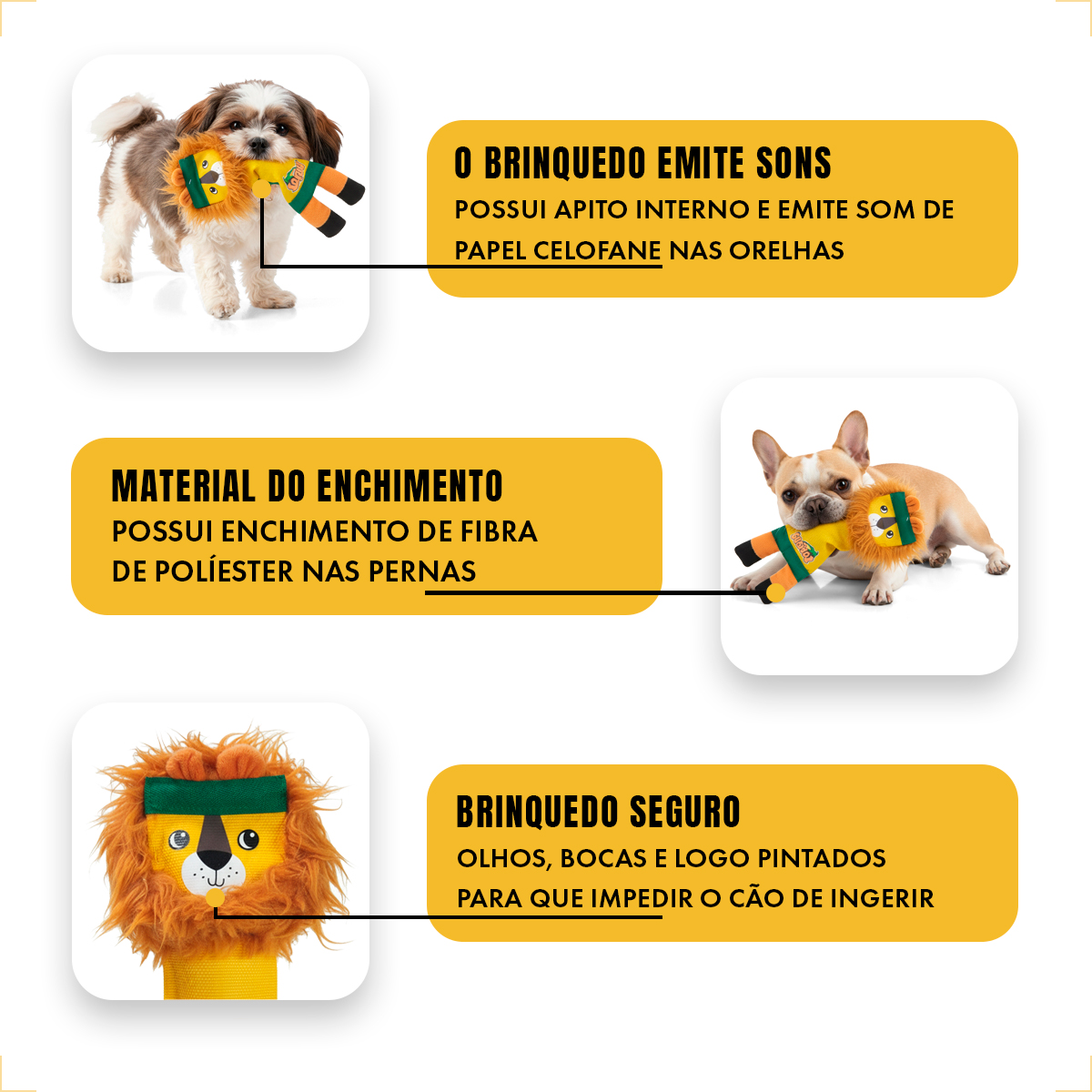 Brinquedo De Lona Extra Resistente Mordedor Para Cães AFP - LEÂO — foto 6