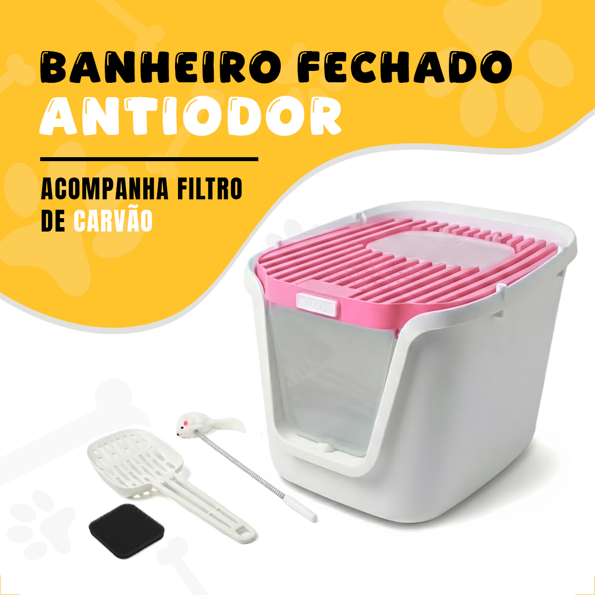 Banheiro Fechado Gatos Caixa GG 44C X 53L - Rosa — foto 2