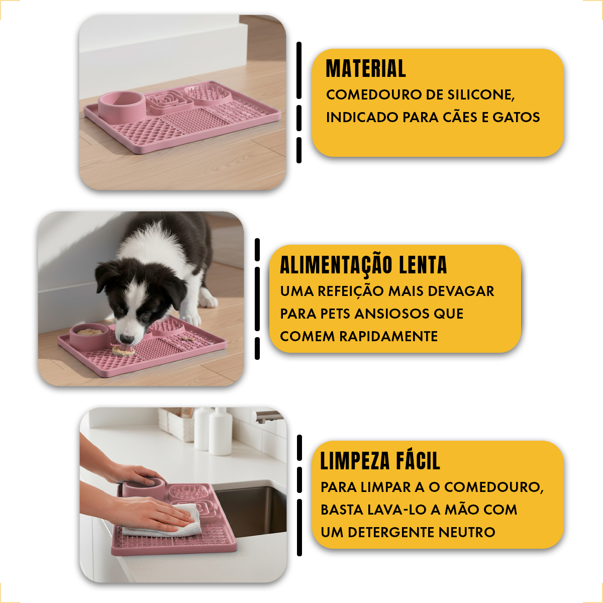 Tapete De Alimentação Lenta Cães E Gatos Com Ventosa Animaux - Rosa — foto 4