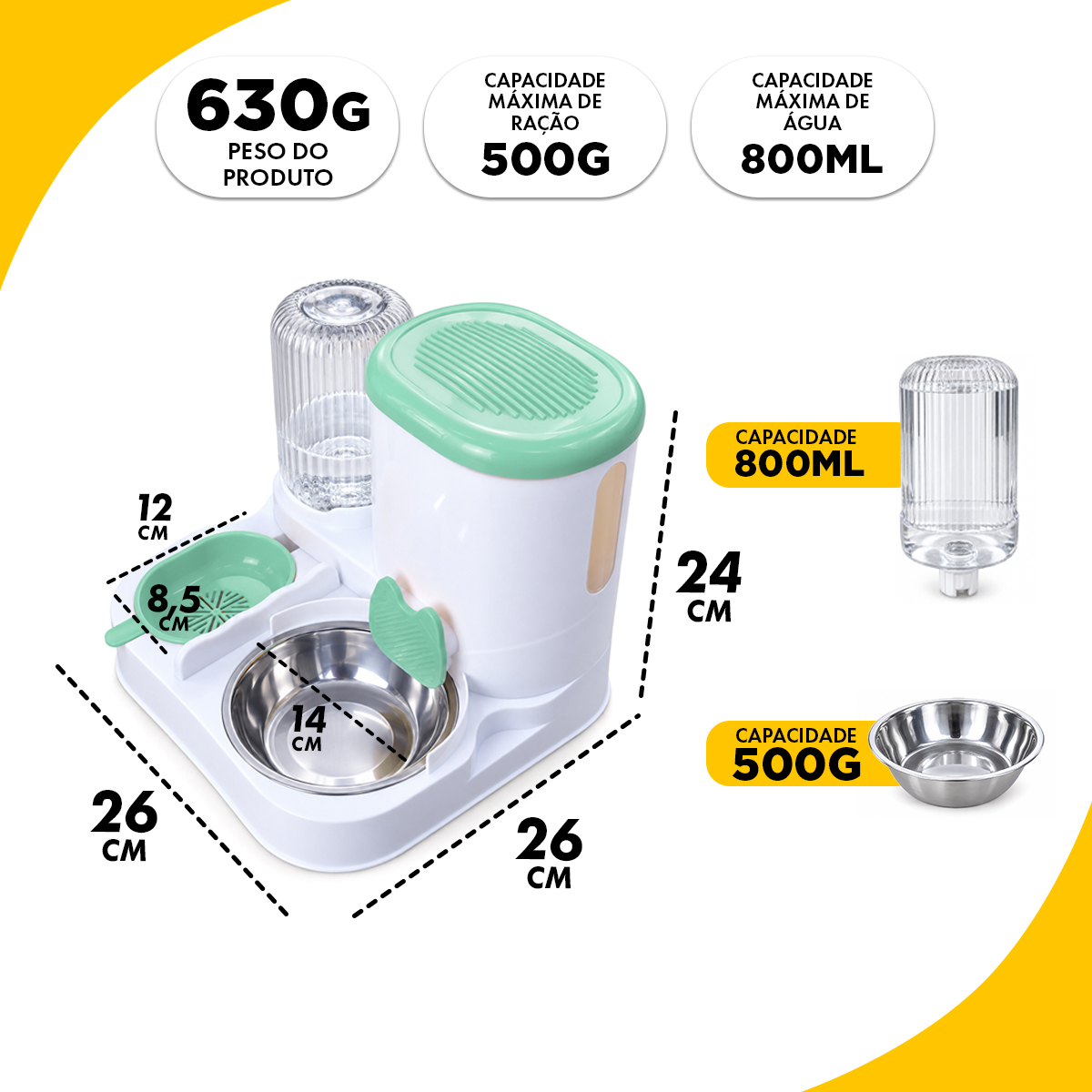 Comedouro e Bebedouro Duplo Automático 800 ML - Azul — foto 3