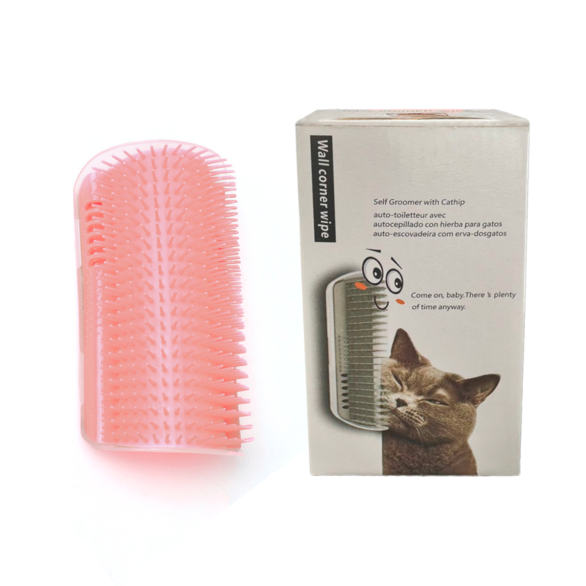 Escova Coçadinha Masssageador Para Gatos - Rosa