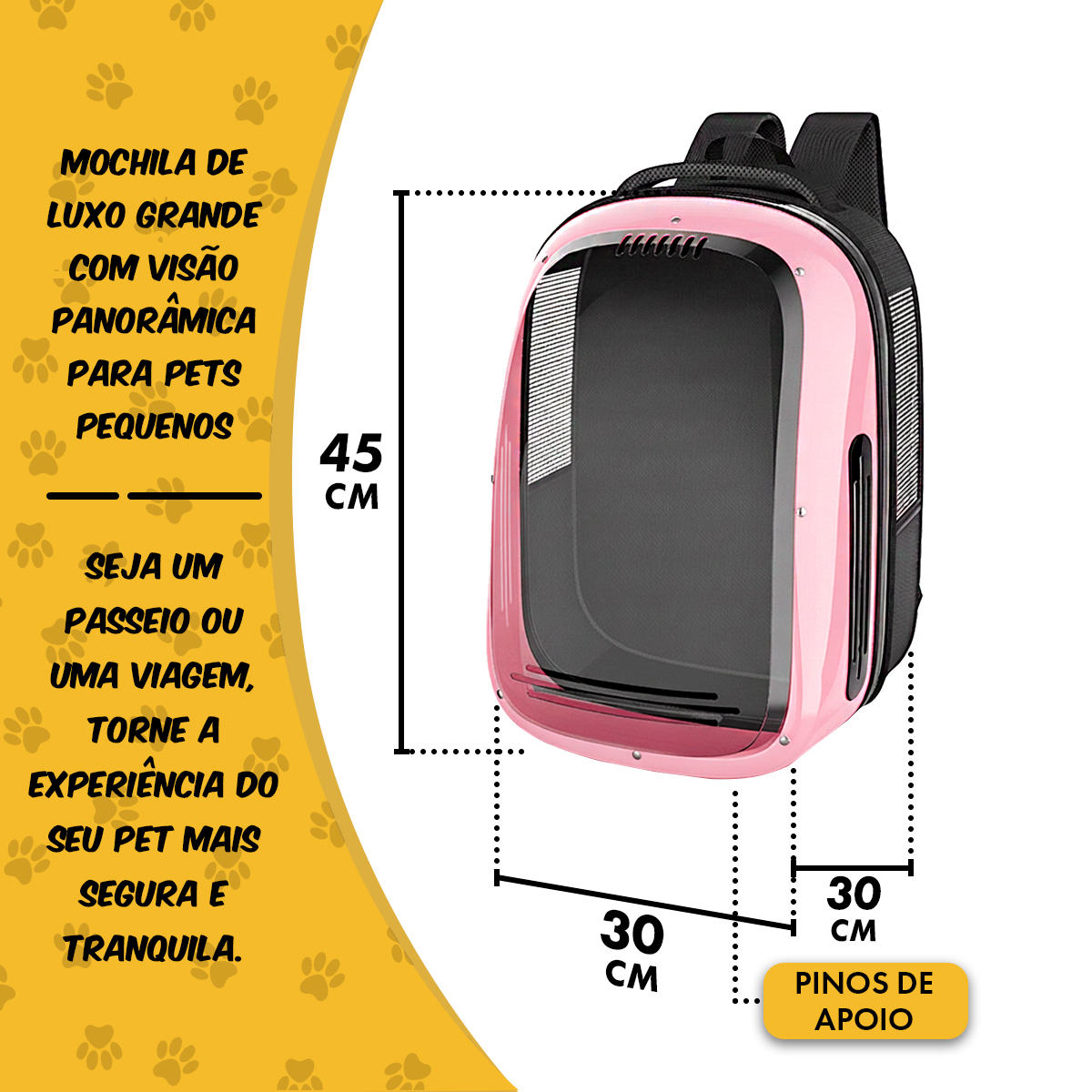 Mochila Pet Panorâmica Visor  Pet até 5 kg - Rosa — foto 2