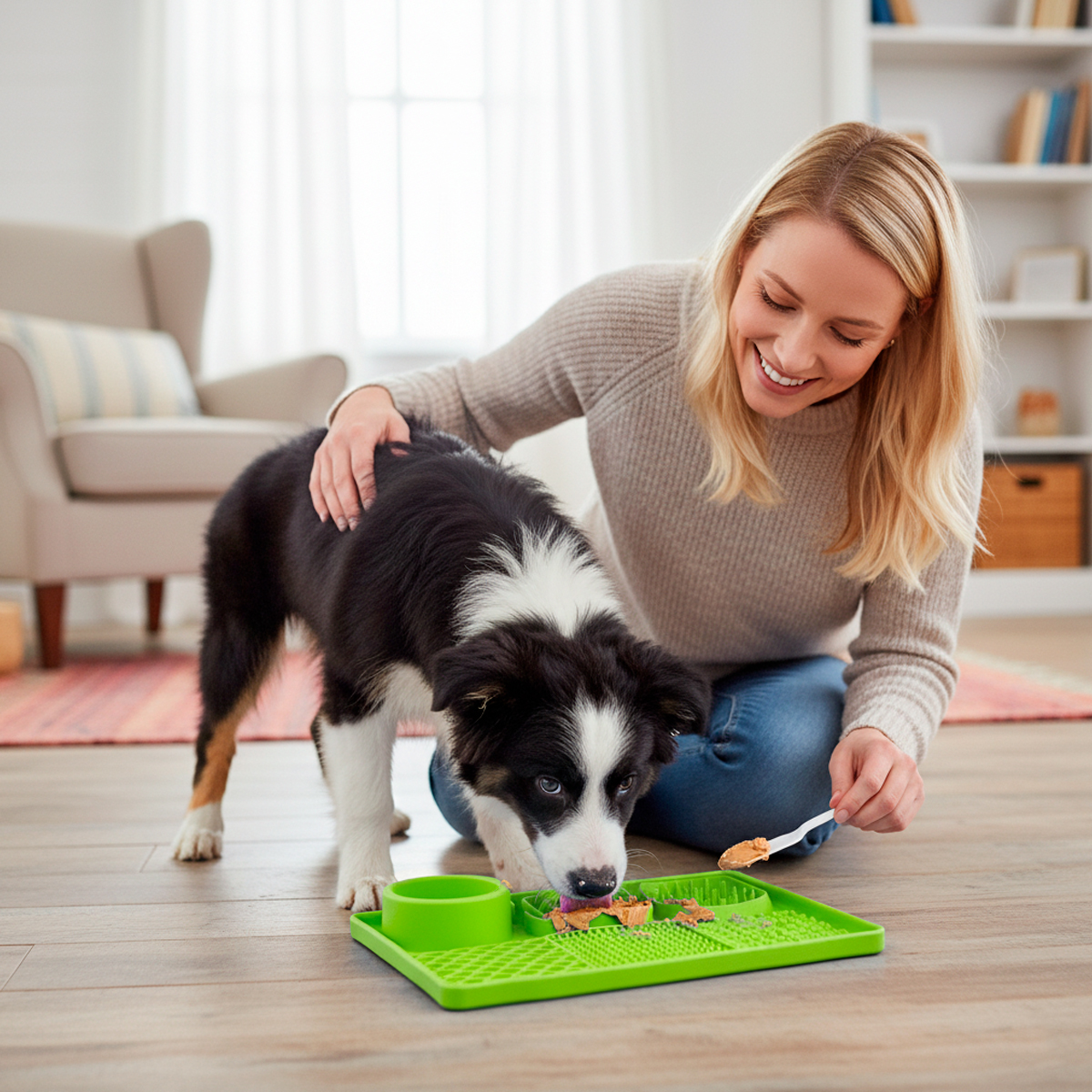 Tapete De Alimentação Lenta Cães E Gatos Com Ventosa Animaux - Verde — foto 8