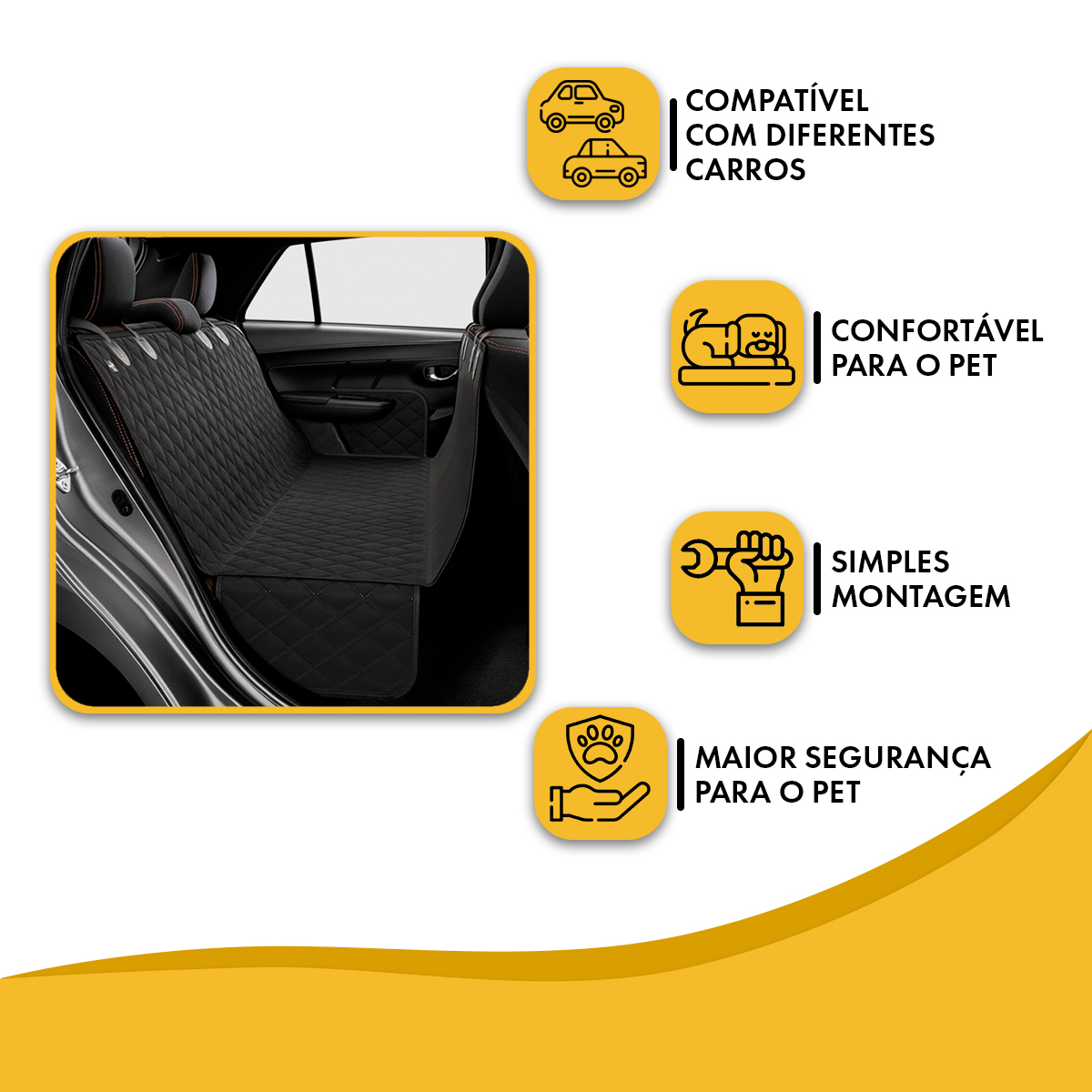 Capa Protetora para Carro Banco Traseiro Pet Cães Gatos com Passagem de Cinto  — foto 6