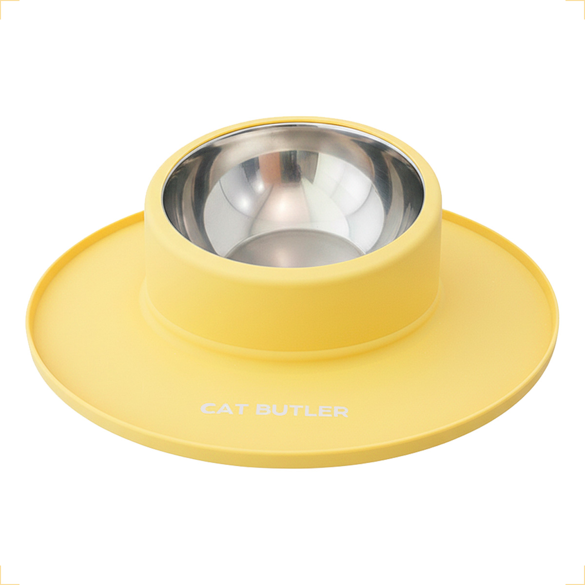 Comedouro bebedouro silicone inox antiderrapante - Amarelo
