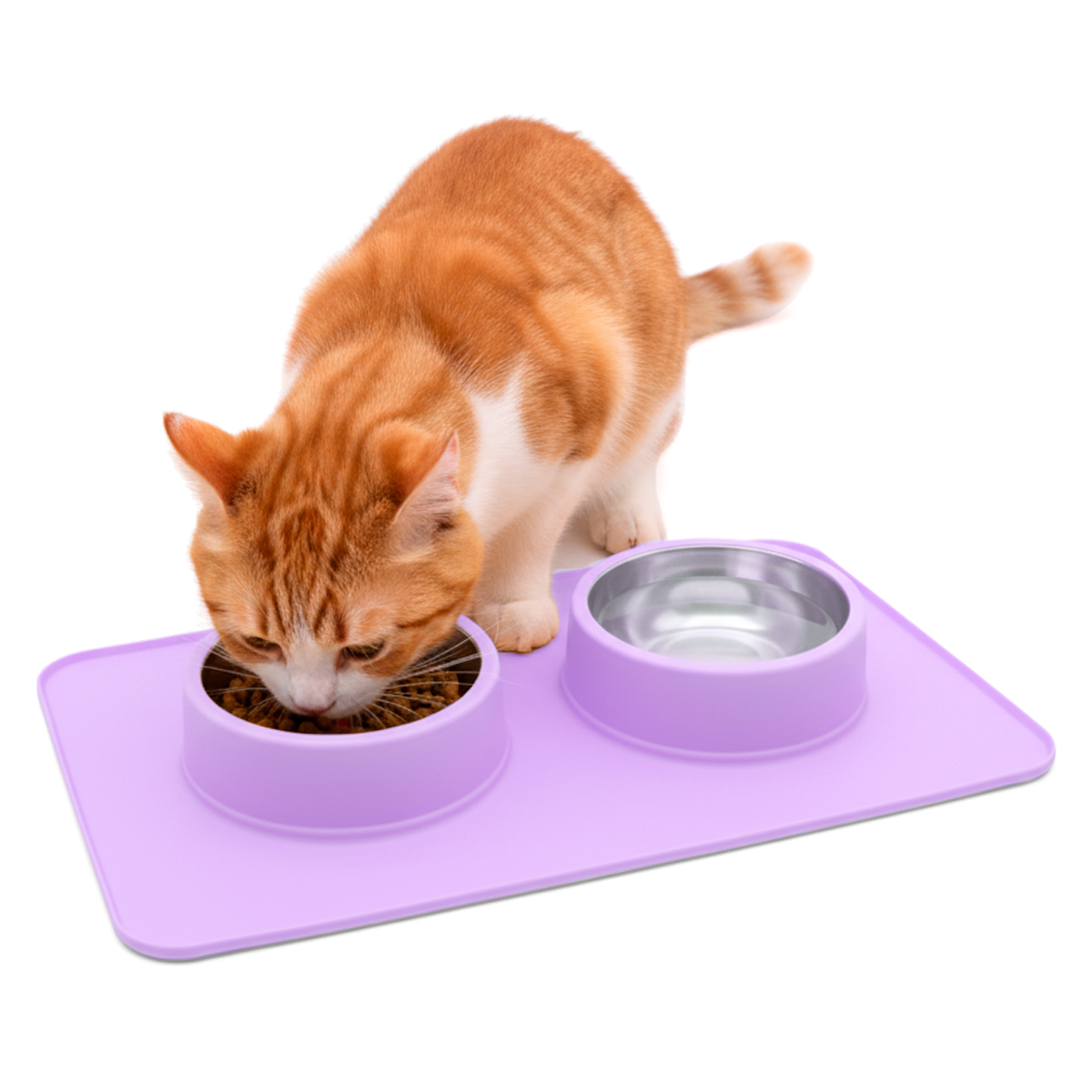 Comedouro bebedouro duplo silicone inox antiderrapante - Roxo — foto 5