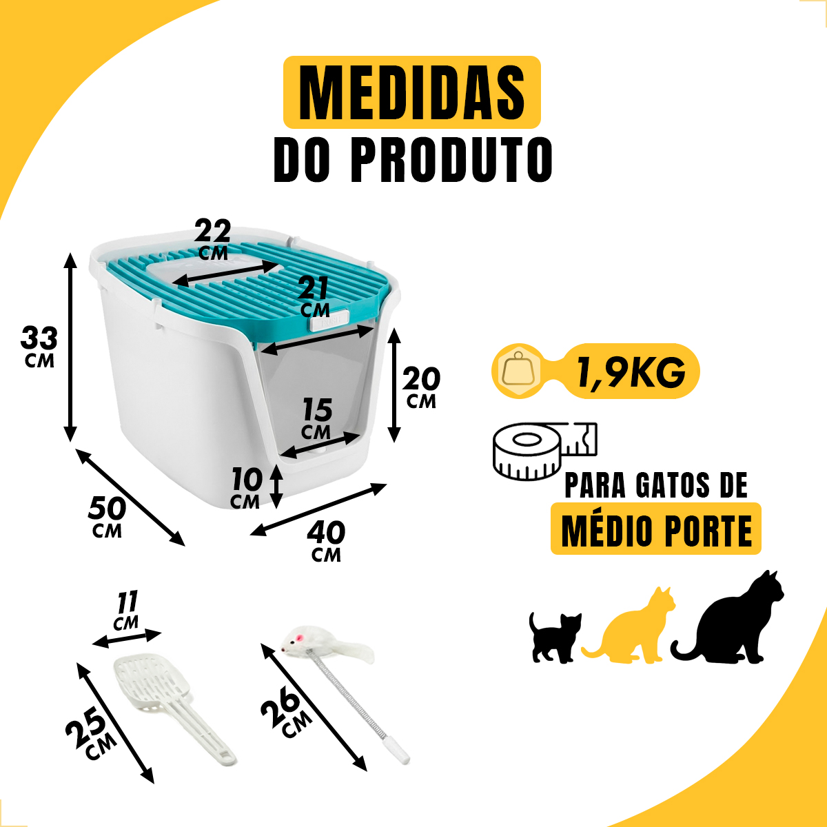 Banheiro Fechado Gatos Caixa G 40C X 48L - Azul — foto 2